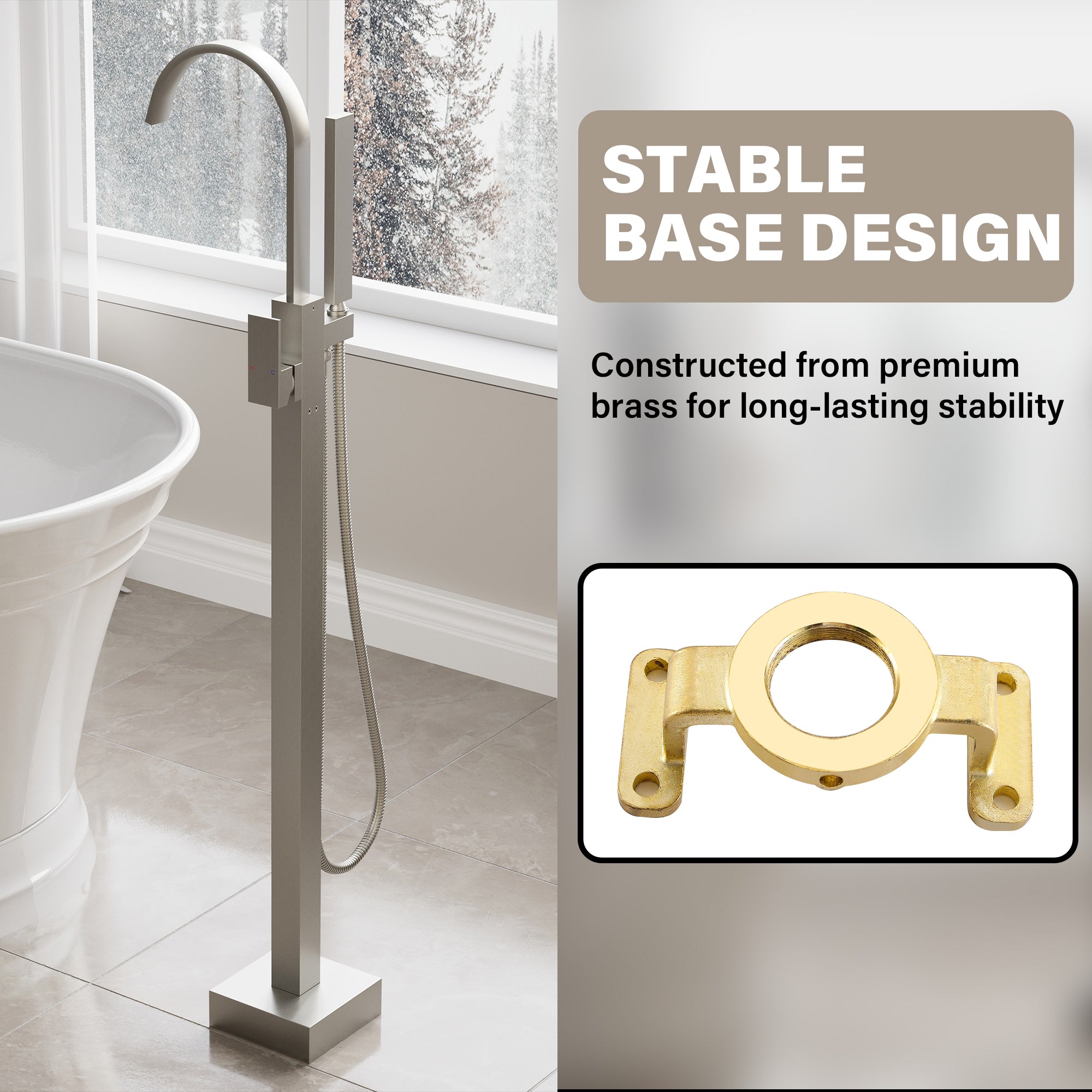 Single Handle Floor Standing Freestanding Bathtub Faucet with Hand Shower