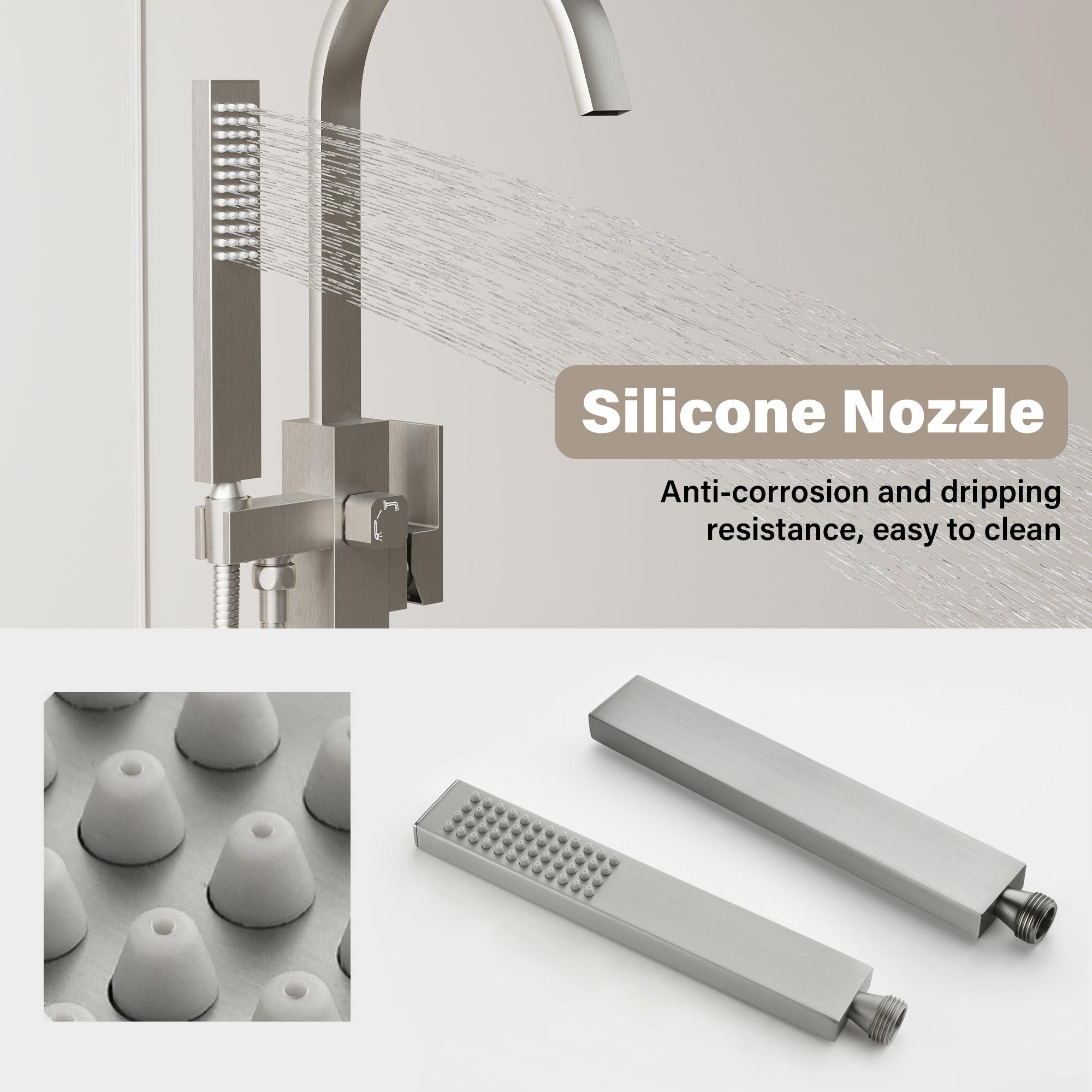 Single Handle Floor Standing Freestanding Bathtub Faucet with Hand Shower
