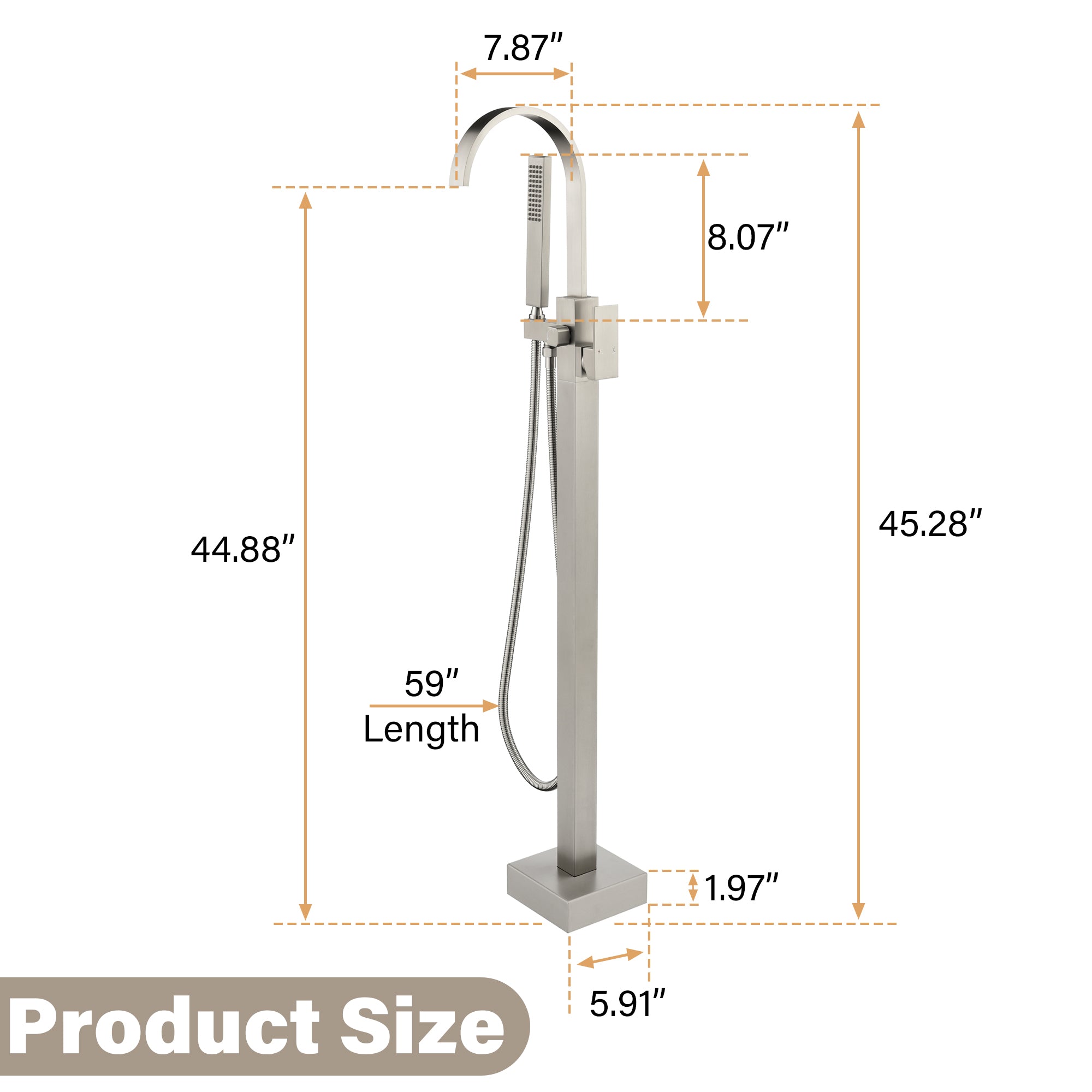 Single Handle Floor Standing Freestanding Bathtub Faucet with Hand Shower