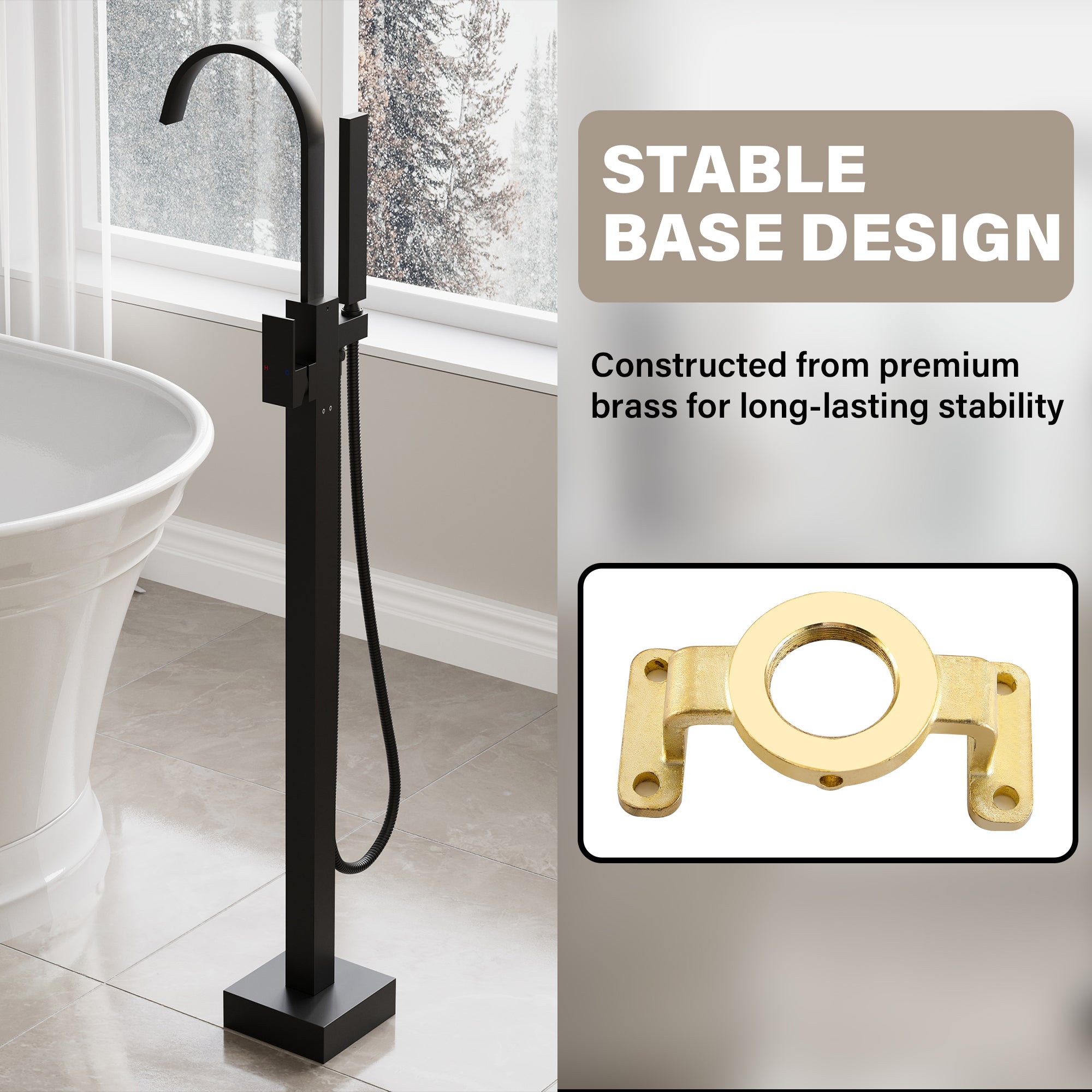 Single Handle Floor Standing Freestanding Bathtub Faucet with Hand Shower