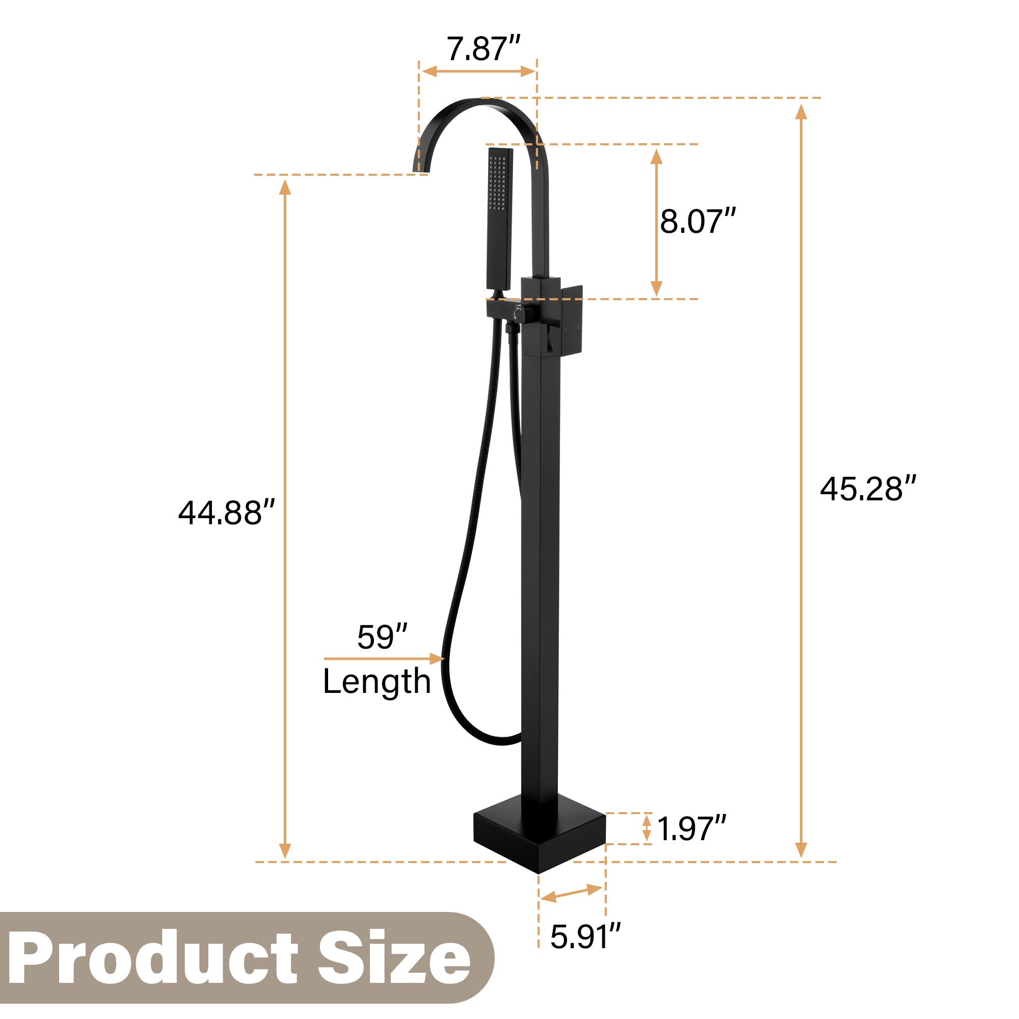 Single Handle Floor Standing Freestanding Bathtub Faucet with Hand Shower
