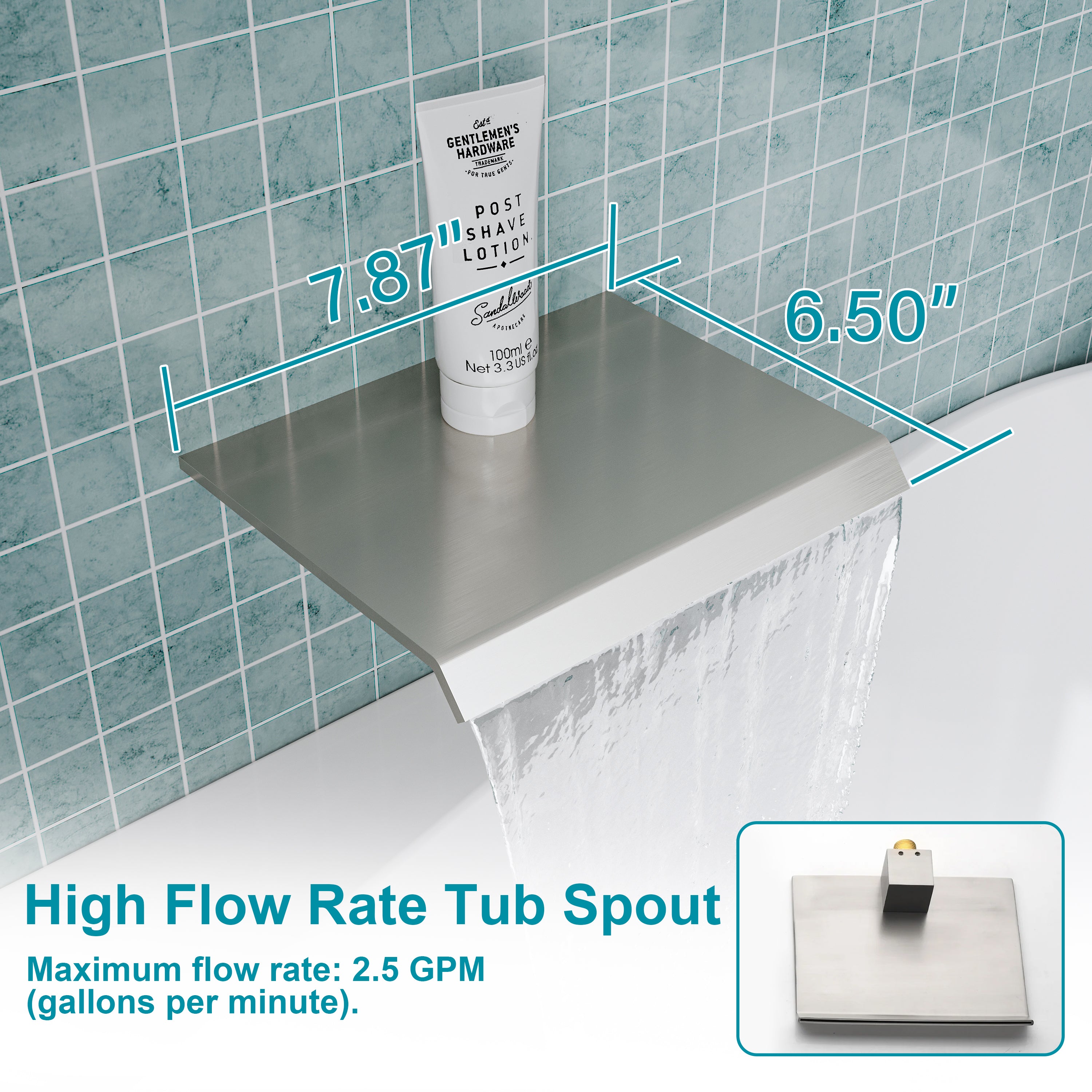 Single-Handle Tub Shower Faucet Set with SUS304 Waterfall Spout, Hand Shower