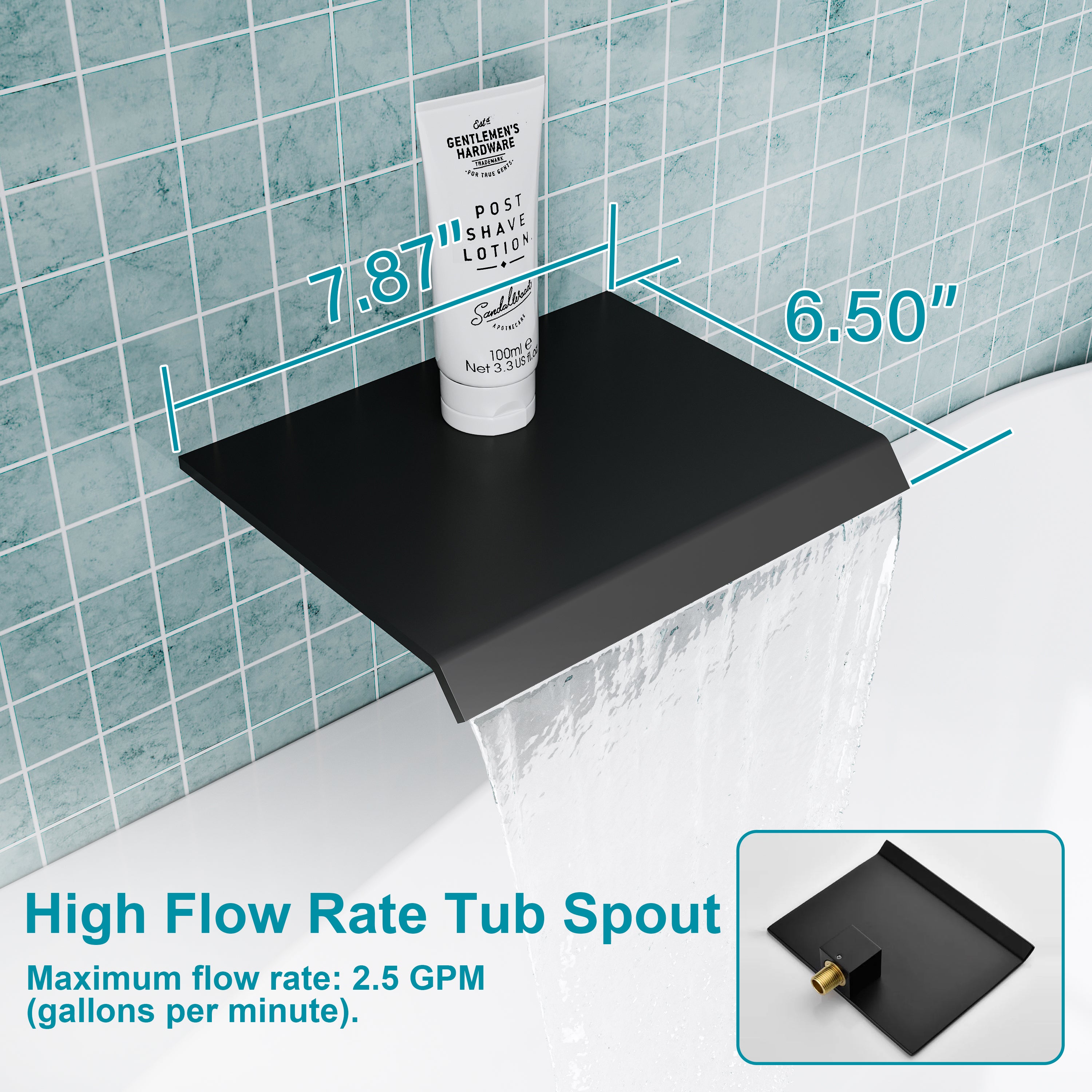 Single-Handle Tub Shower Faucet Set with SUS304 Waterfall Spout, Hand Shower