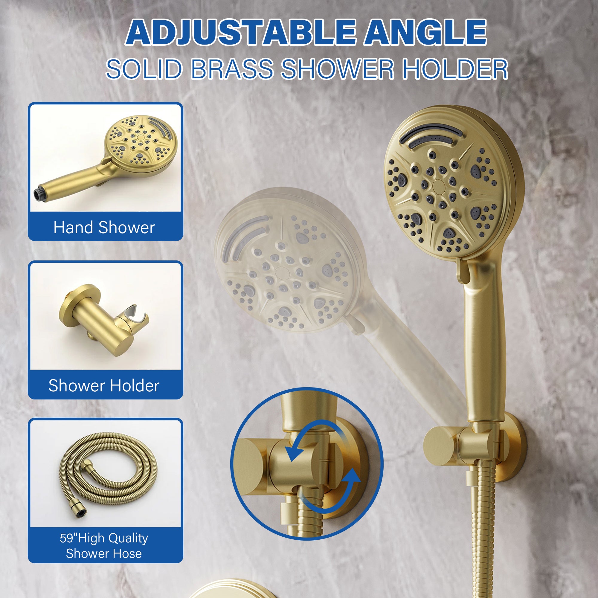 8 inch Wall Mount 6-Spray Patterns Rain Shower Head and 9-Function Handheld Shower Combo