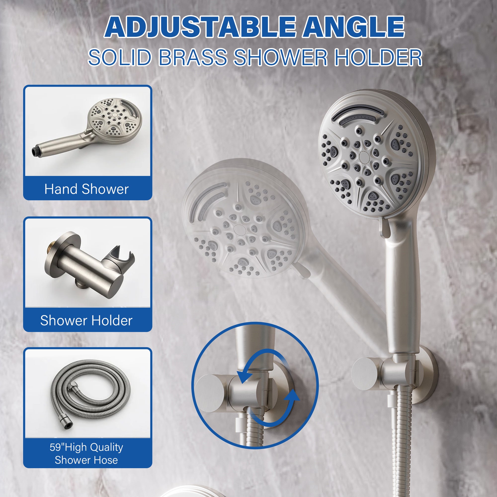 8 inch Wall Mount 6-Spray Patterns Rain Shower Head and 9-Function Handheld Shower Combo