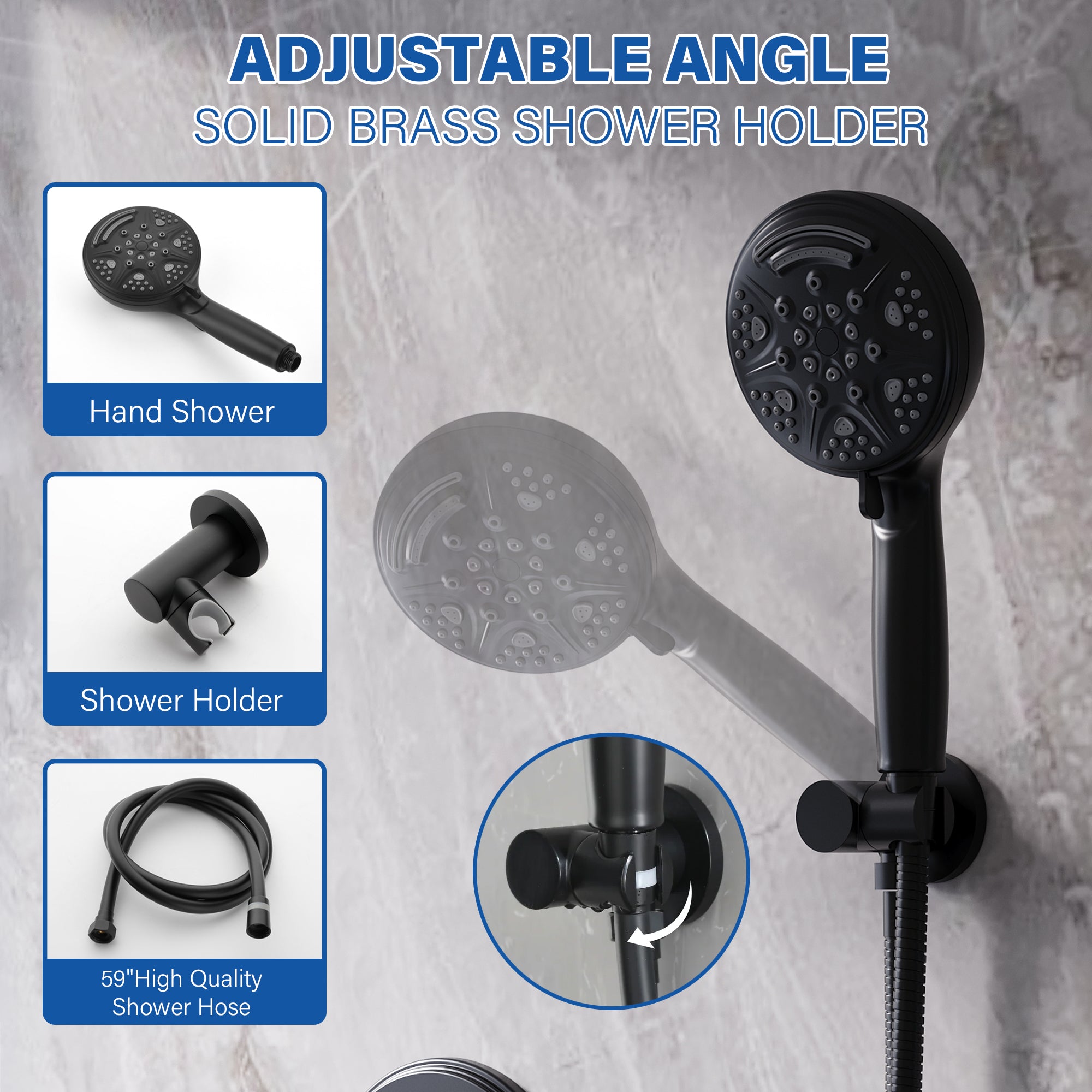 8 inch Wall Mount 6-Spray Patterns Rain Shower Head and 9-Function Handheld Shower Combo