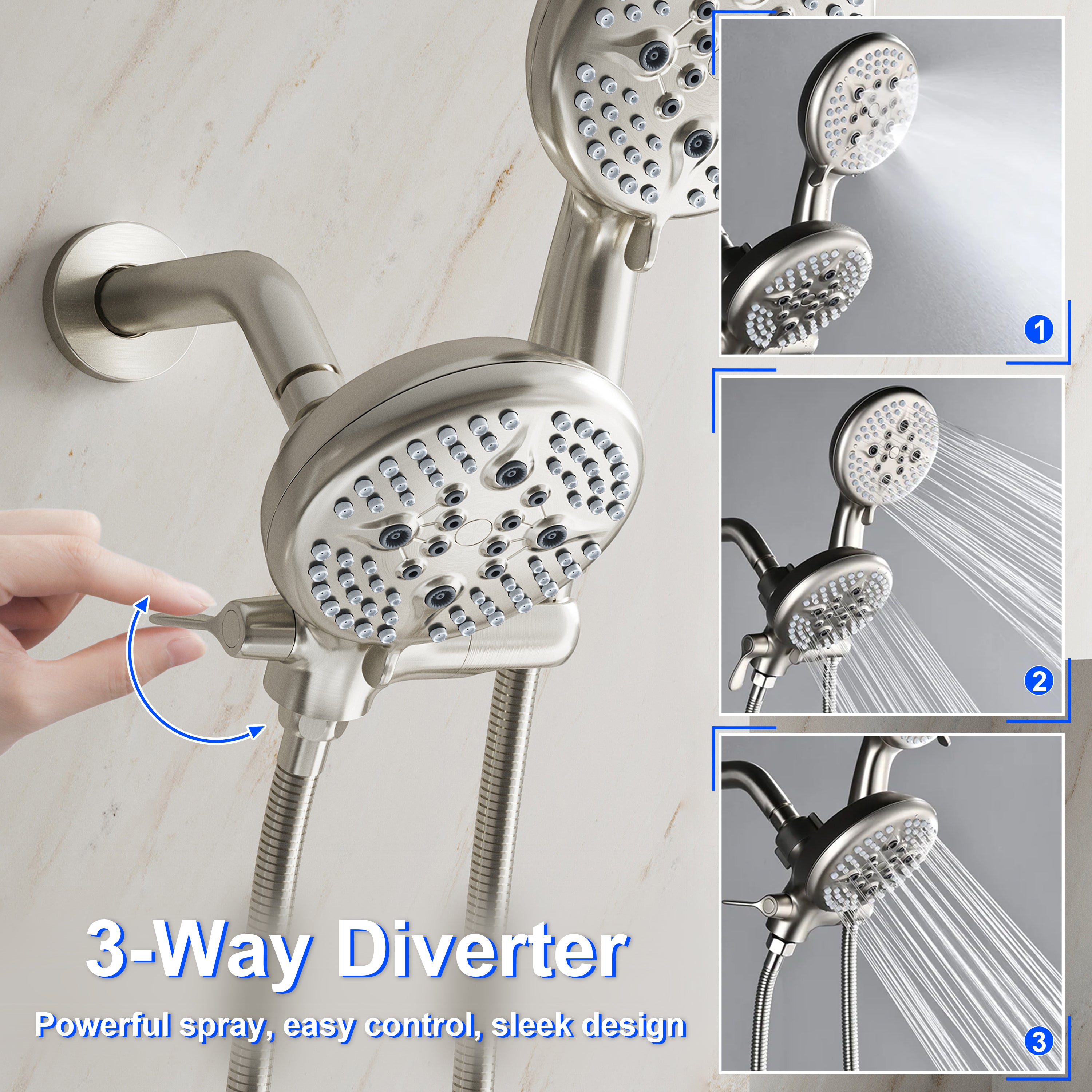 Shower System with 5-Function Handheld & Rainfall Shower Head, High-Flow Tub Spout, cUPC Certified Cartridge, 2.5GPM