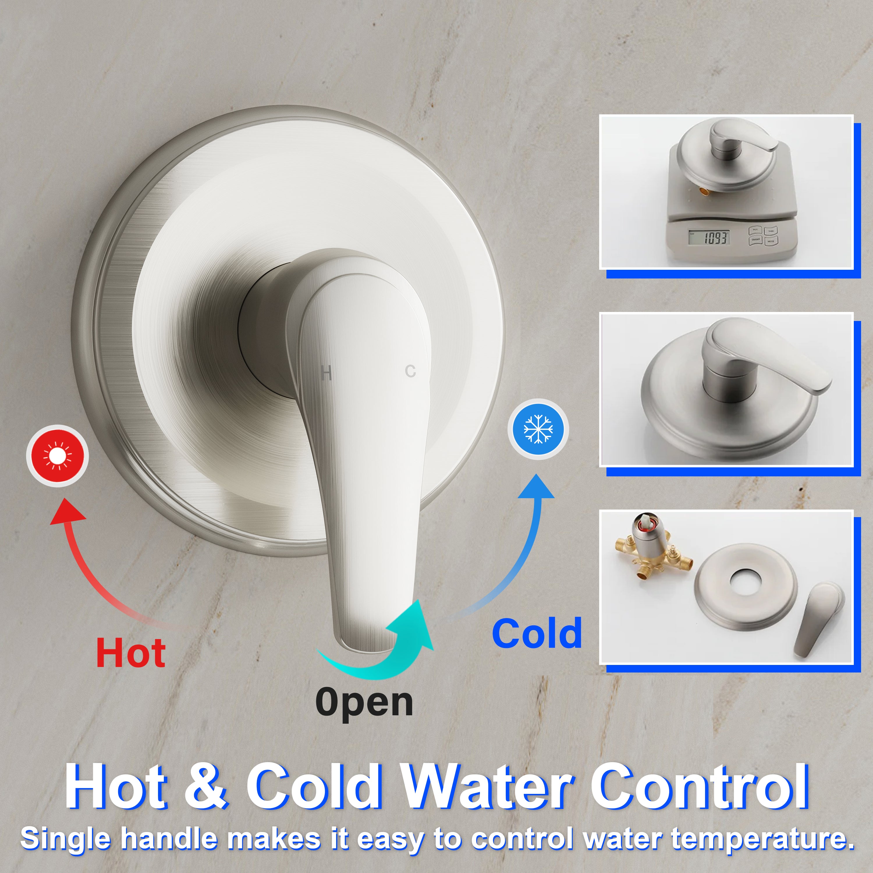 Shower System with 5-Function Handheld & Rainfall Shower Head, High-Flow Tub Spout, cUPC Certified Cartridge, 2.5GPM