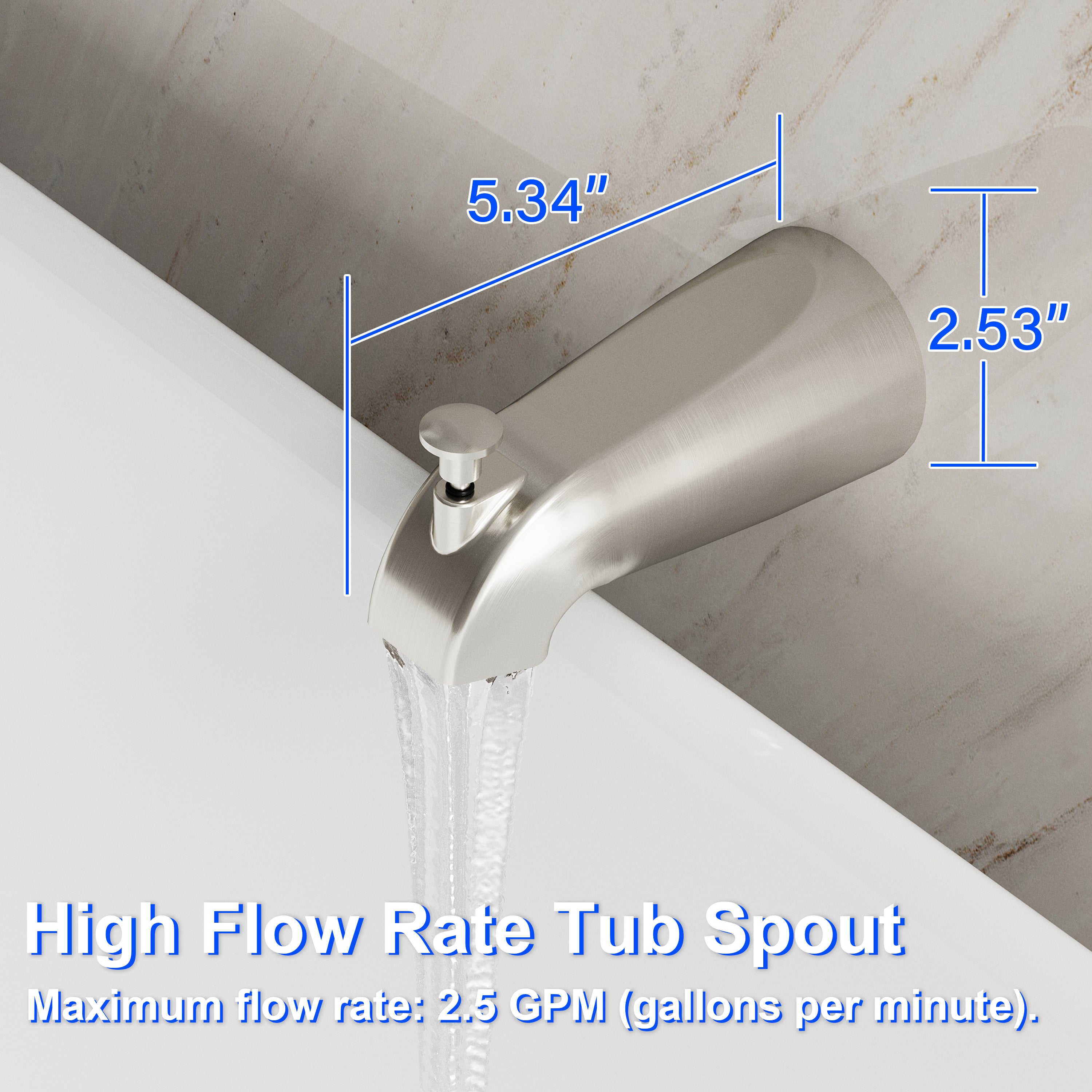 Shower System with 5-Function Handheld & Rainfall Shower Head, High-Flow Tub Spout, cUPC Certified Cartridge, 2.5GPM