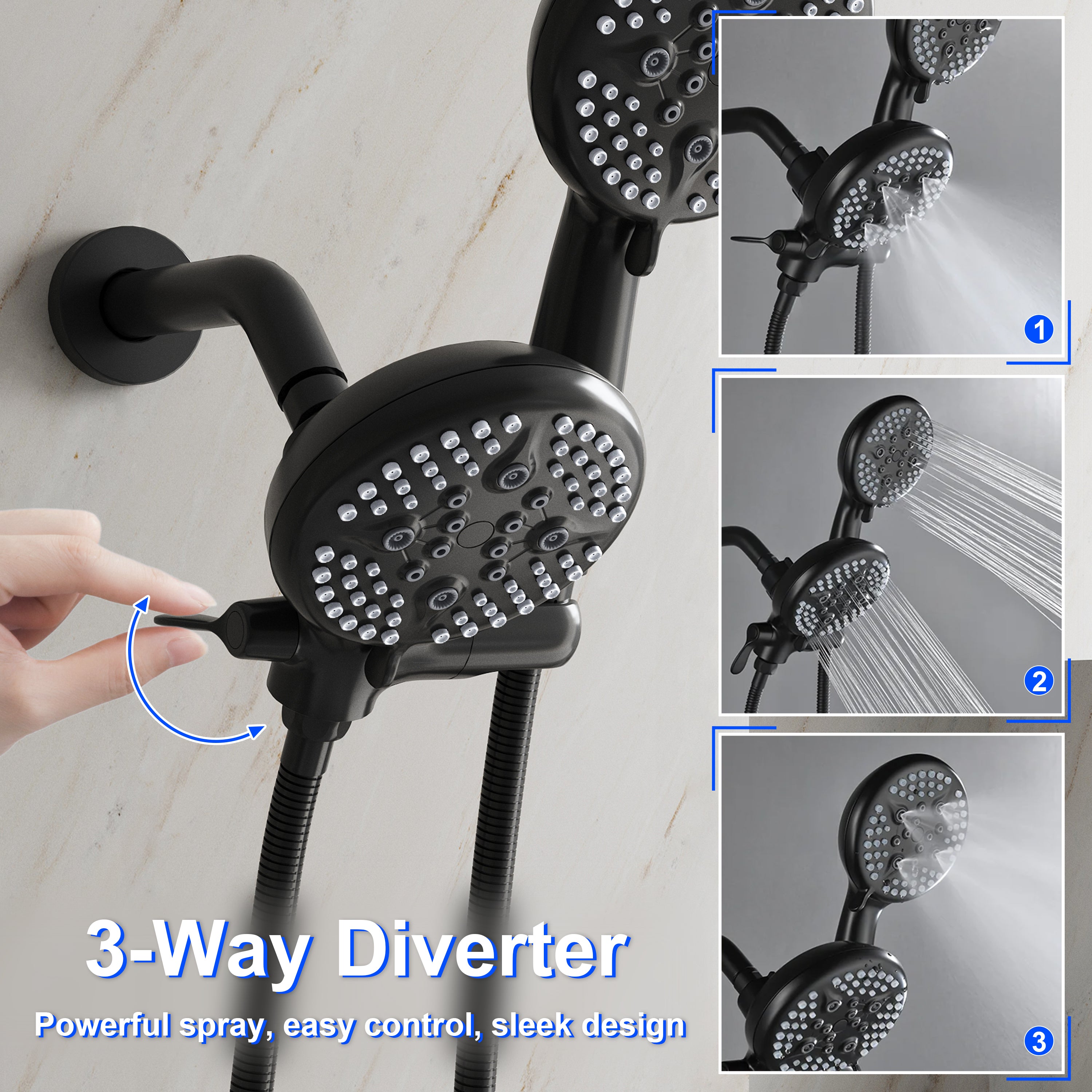 Shower System with 5-Function Handheld & Rainfall Shower Head, High-Flow Tub Spout, cUPC Certified Cartridge, 2.5GPM