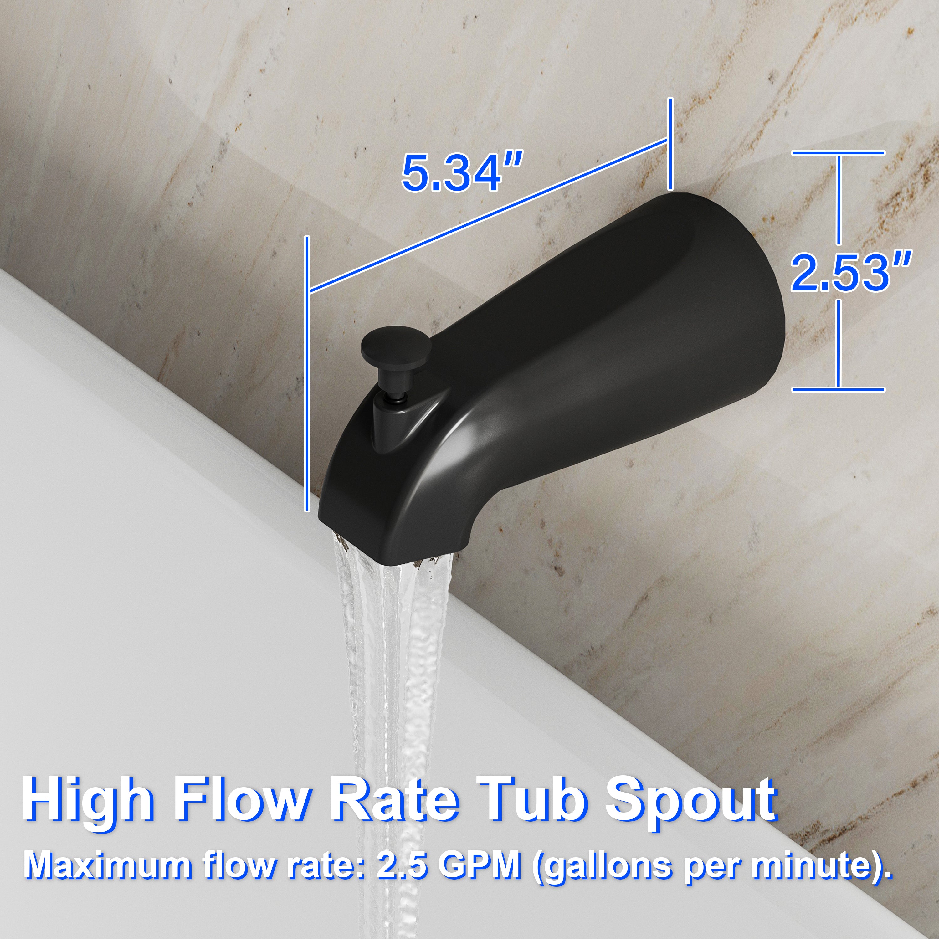 Shower System with 5-Function Handheld & Rainfall Shower Head, High-Flow Tub Spout, cUPC Certified Cartridge, 2.5GPM