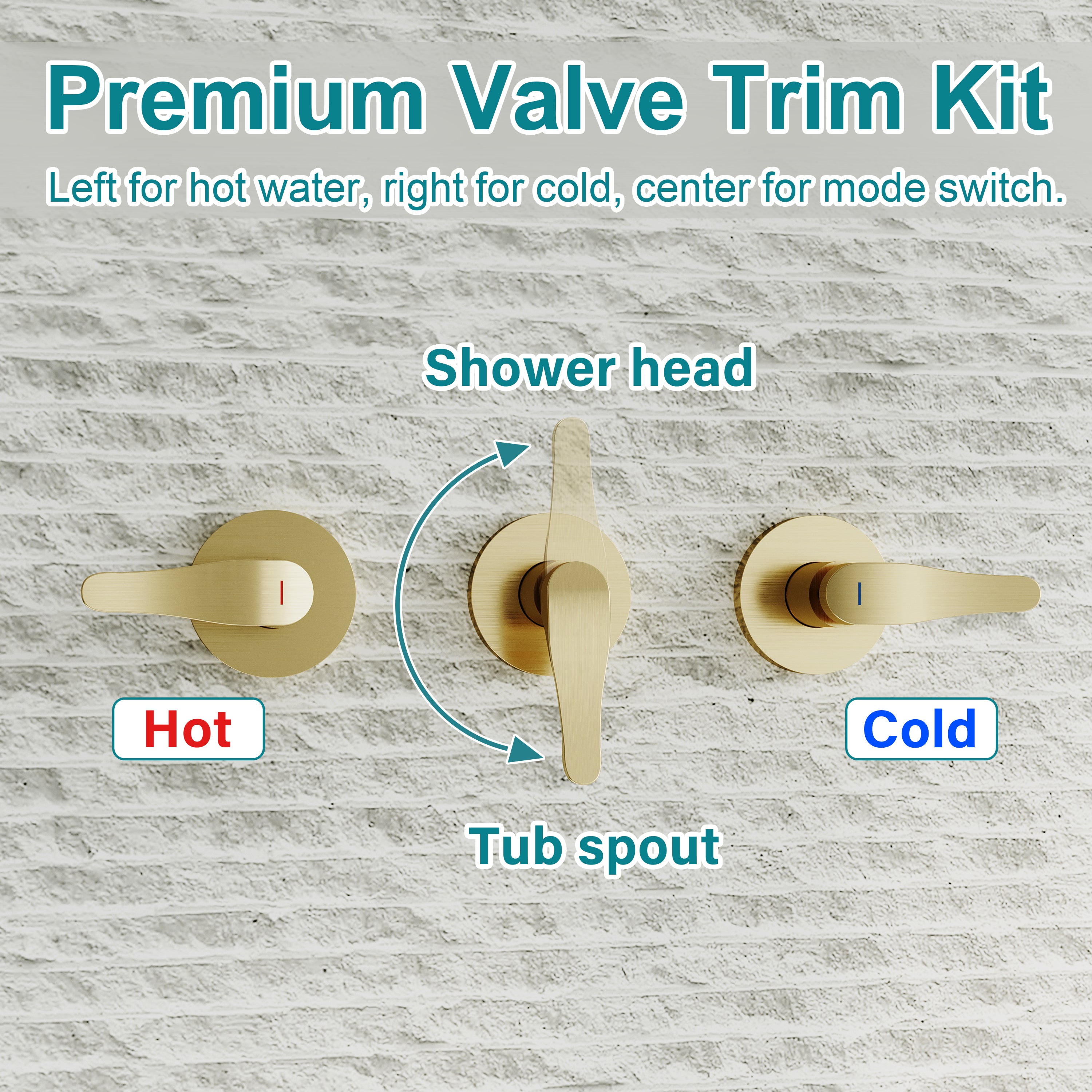 Three-Handle Shower System With Diverter Handle And 5-Spray Function Heads