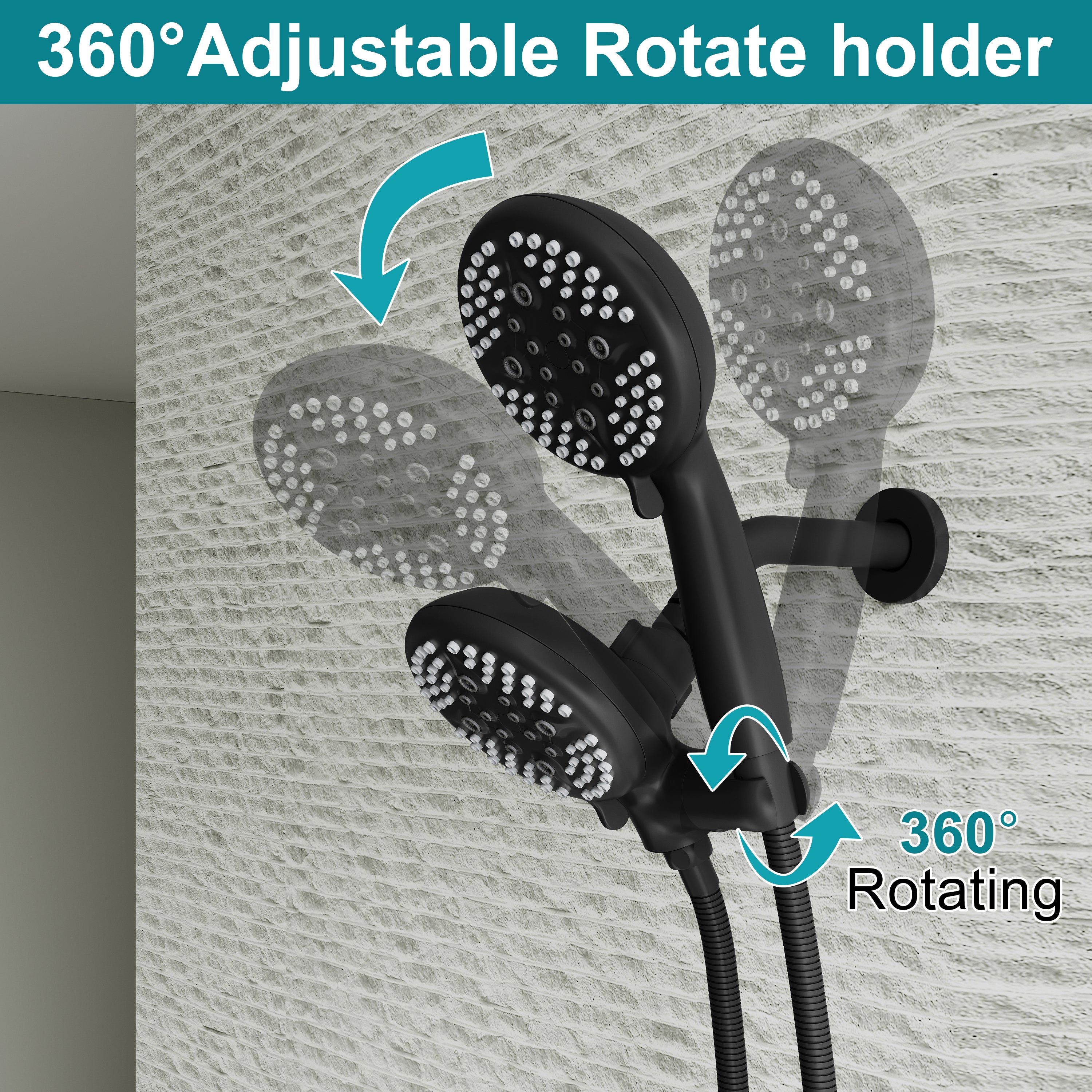 Three-Handle Shower System With Diverter Handle And 5-Spray Function Heads