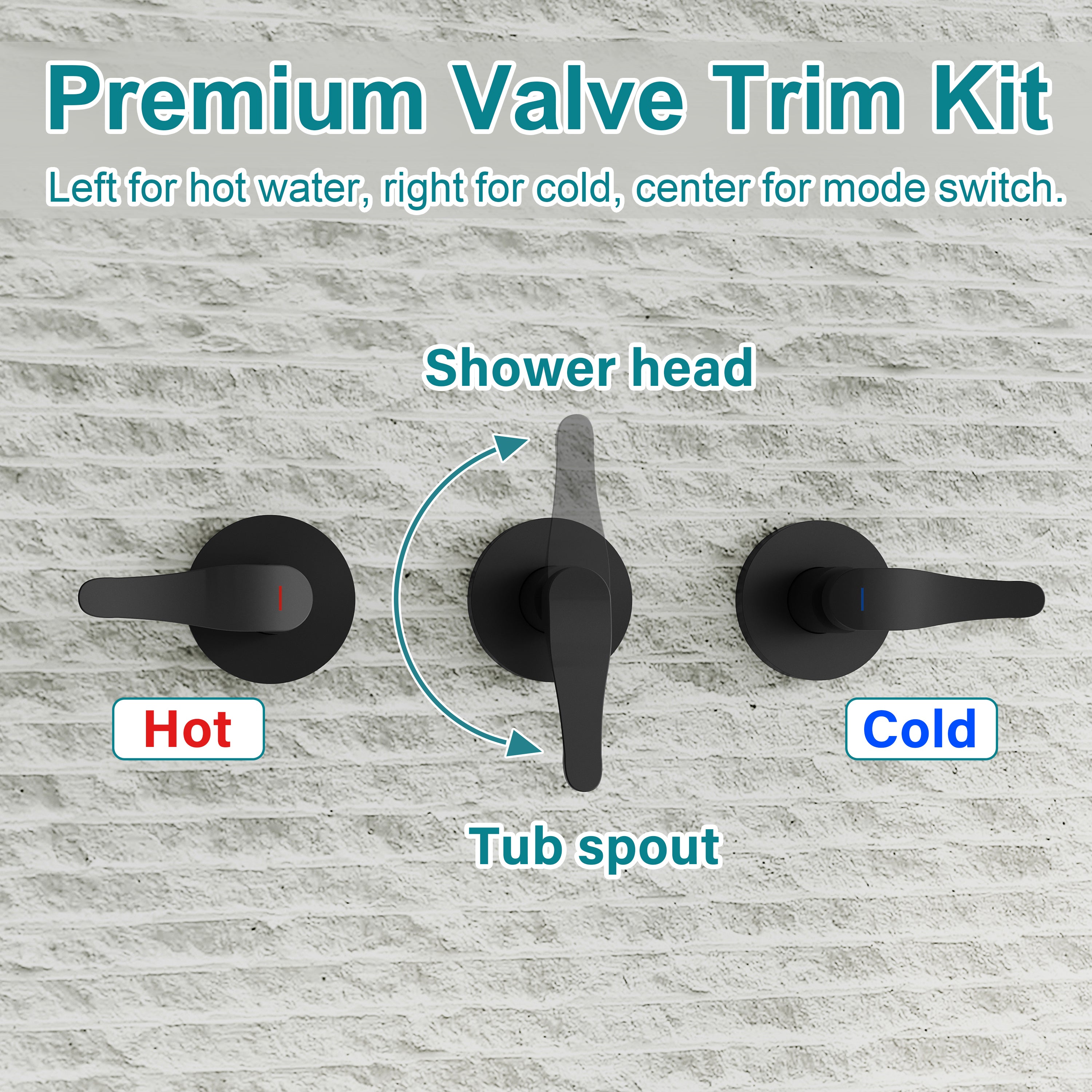 Three-Handle Shower System With Diverter Handle And 5-Spray Function Heads