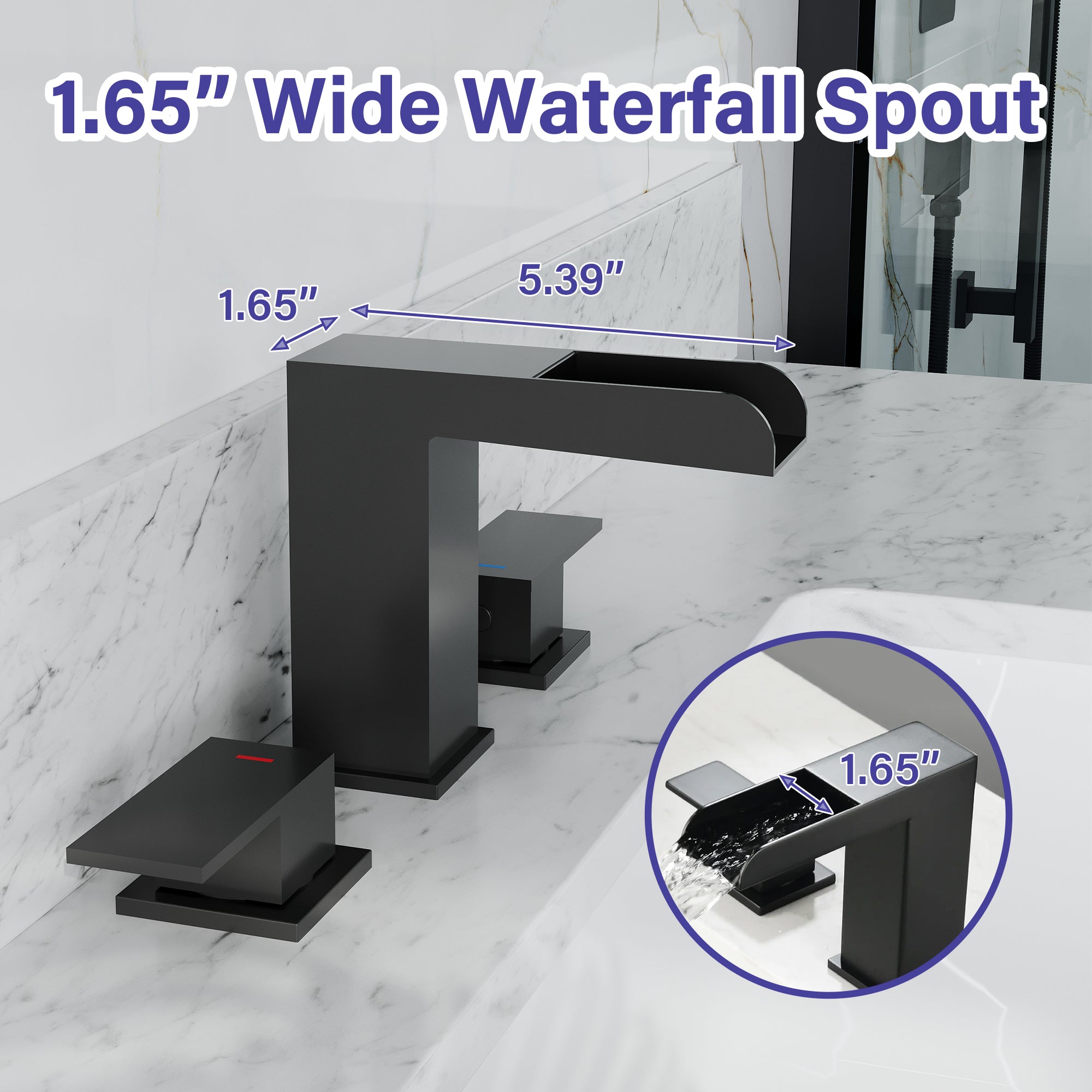 Double Handle Bathroom Sink Faucet with ABS Drain, Hot & Cold Water Control, 1.2 GPM