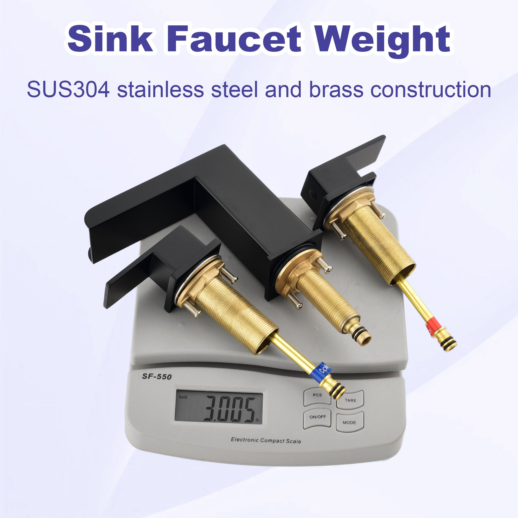 Double Handle Bathroom Sink Faucet with ABS Drain, Hot & Cold Water Control, 1.2 GPM