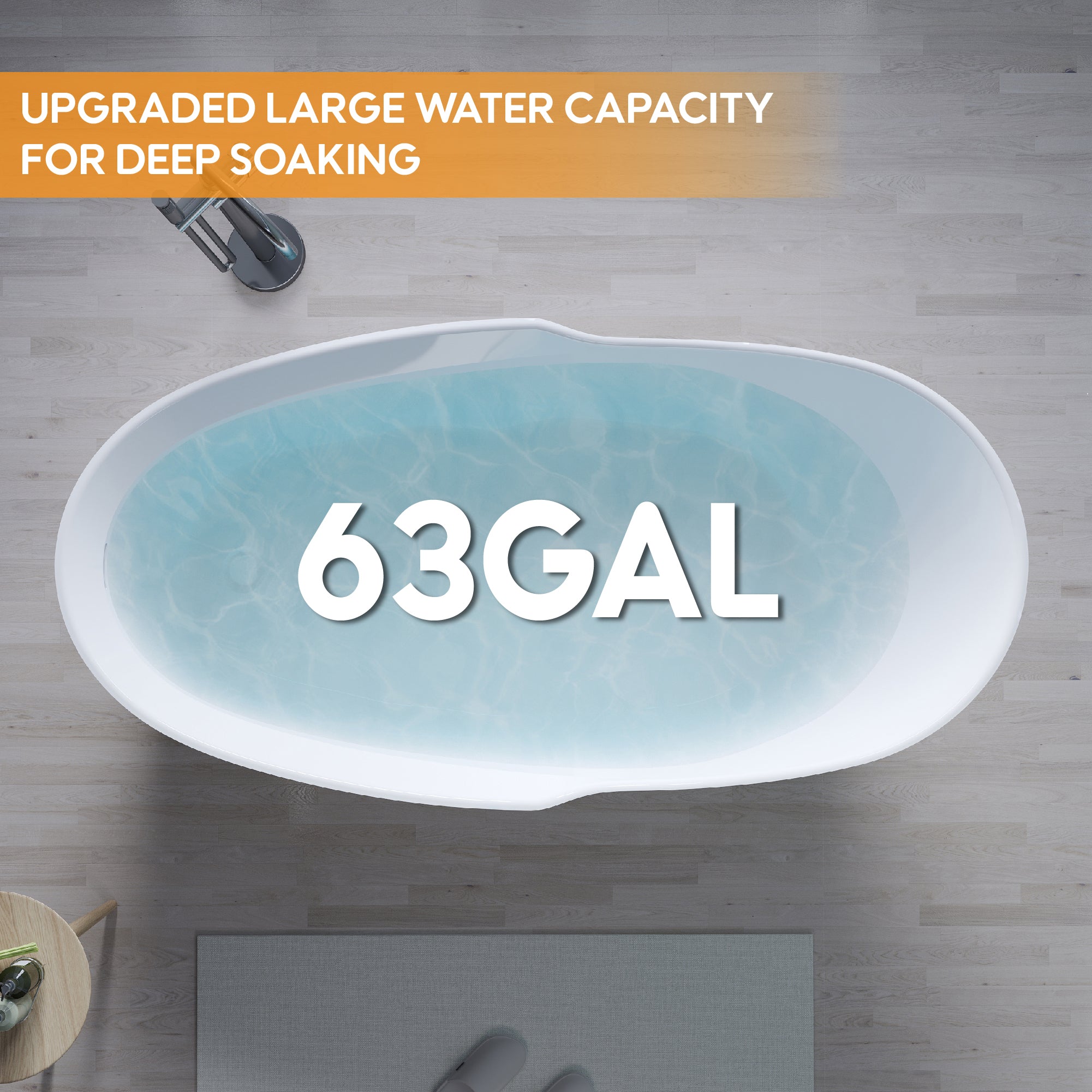 66" Freestanding Acrylic Bathtub Glossy White with Overflow and Drainage