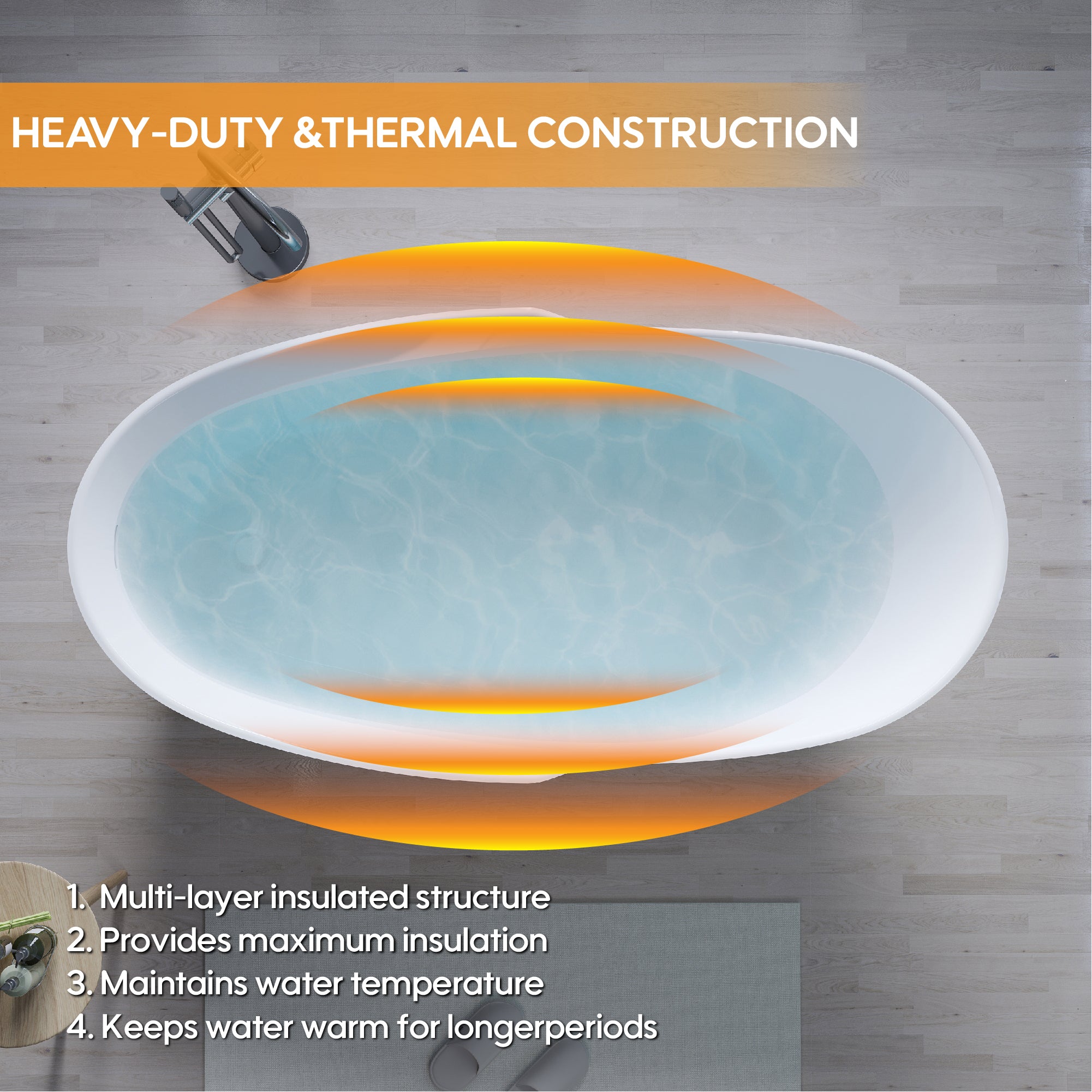 66" Freestanding Acrylic Bathtub Glossy White with Overflow and Drainage