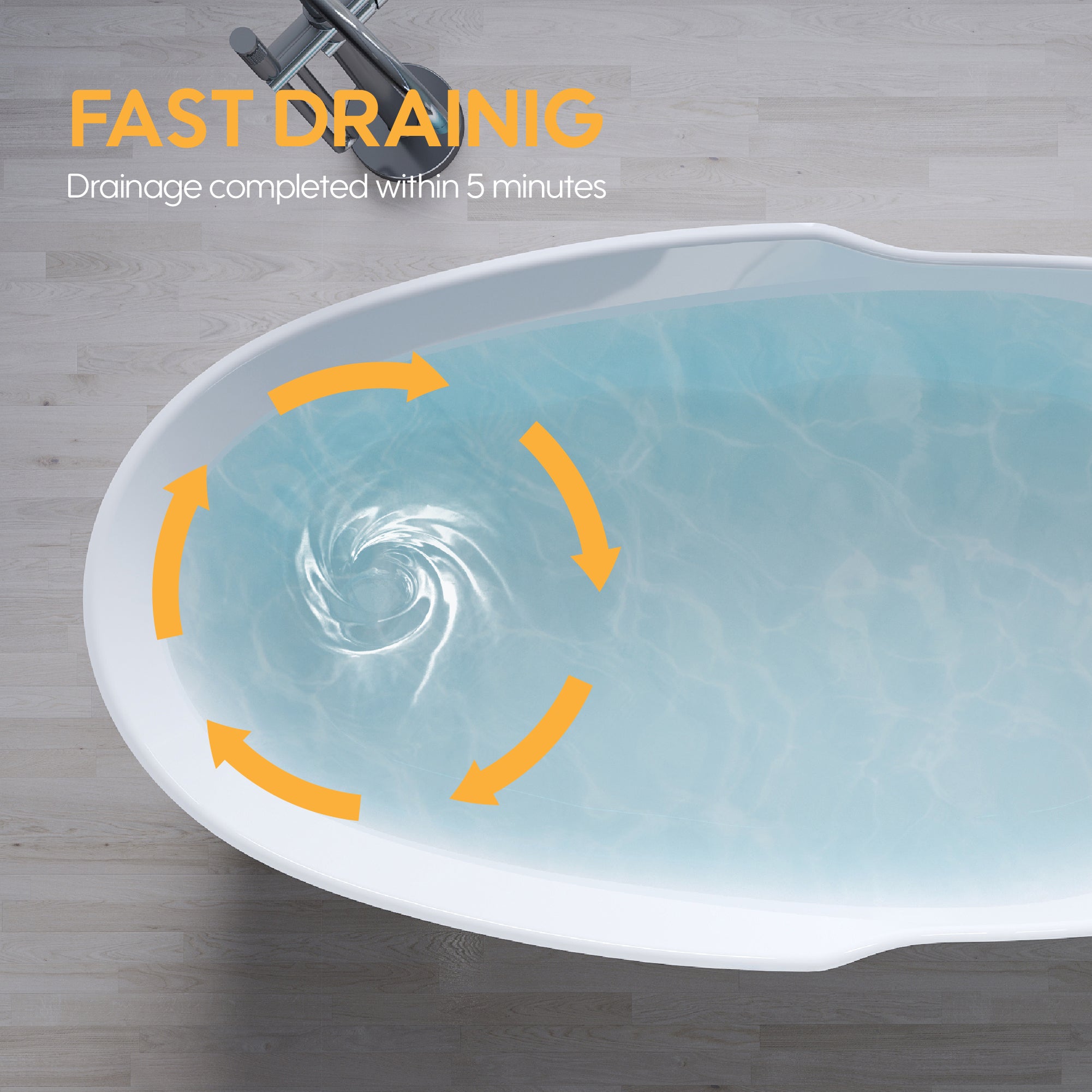 66" Freestanding Acrylic Bathtub Glossy White with Overflow and Drainage