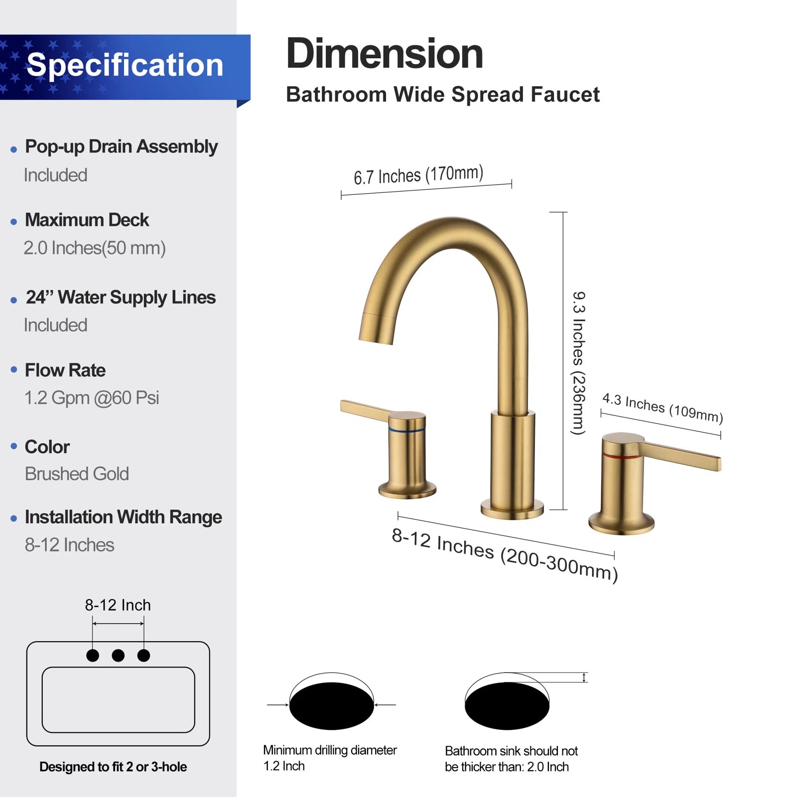 8 in. Widespread Double Handle Bathroom Faucet with Drain Assembly
