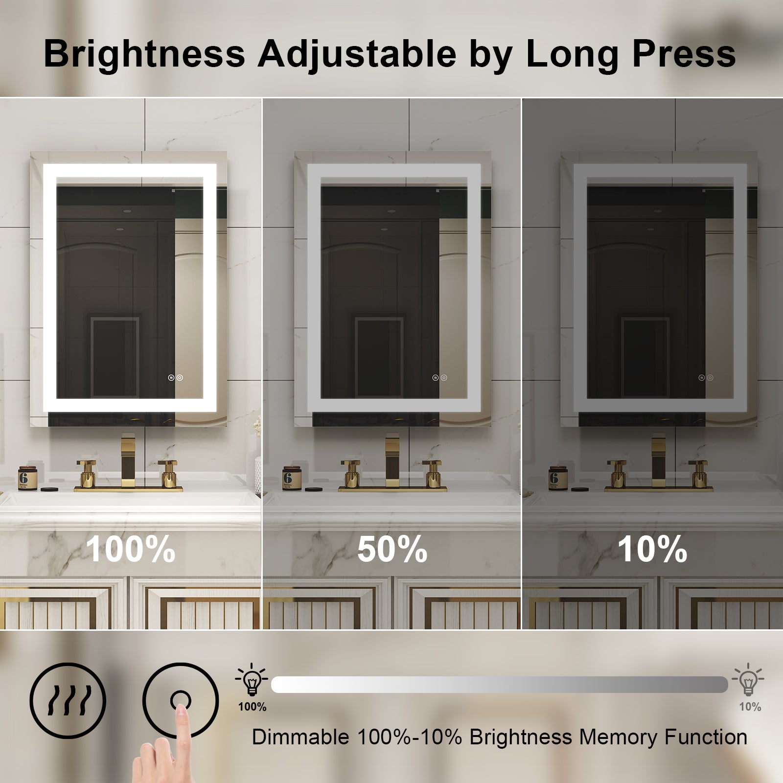 20 in. W x 28 in. H Rectangular Frameless Bathroom Mirror with Anti-Fog in Aluminum