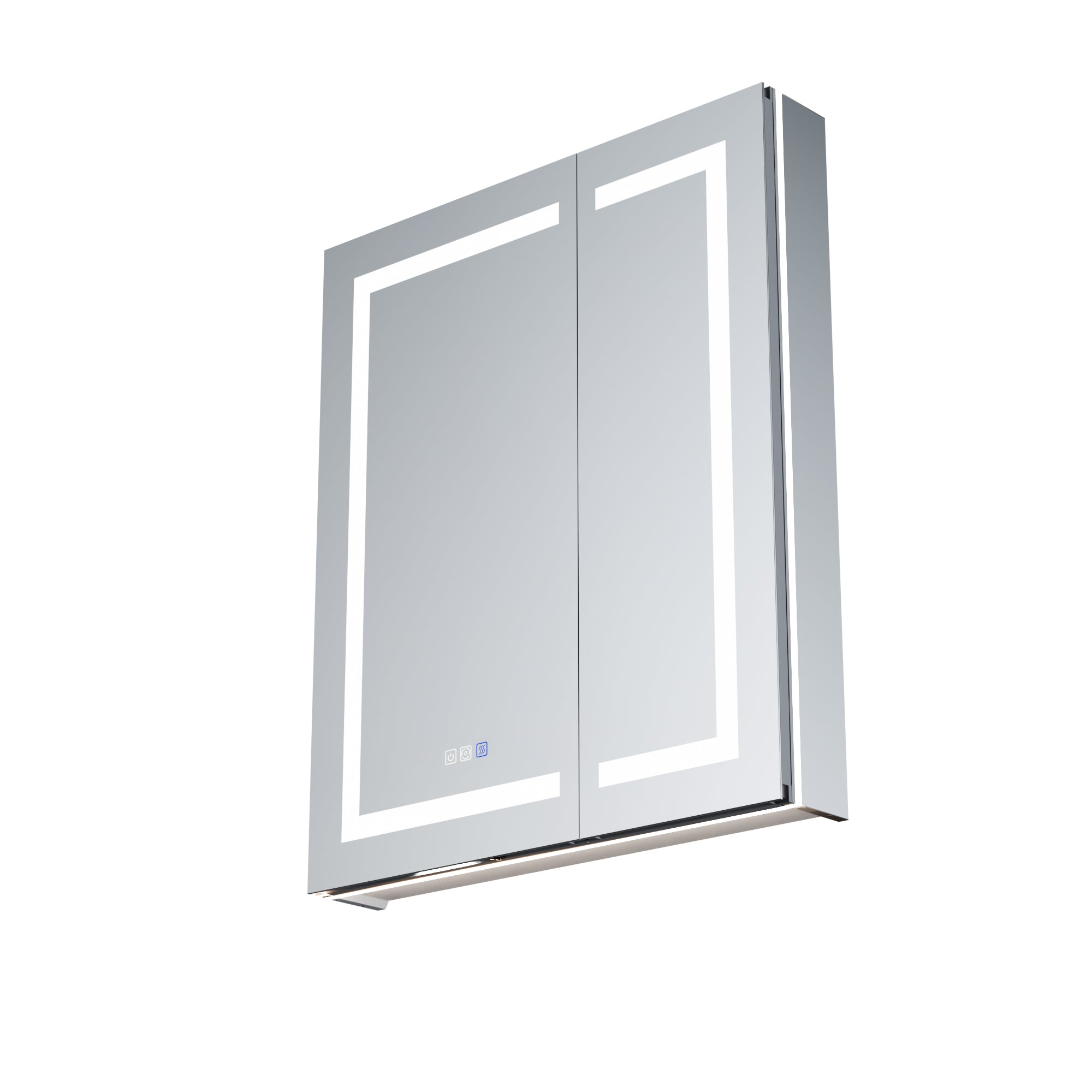 WELLFOR 30 in. x 36 in. Recessed/Surface Mount LED Medicine Cabinet with Magnifier Mirror