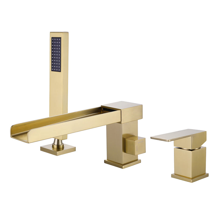 Deck Mounted Bathtub Faucet With Handheld Shower