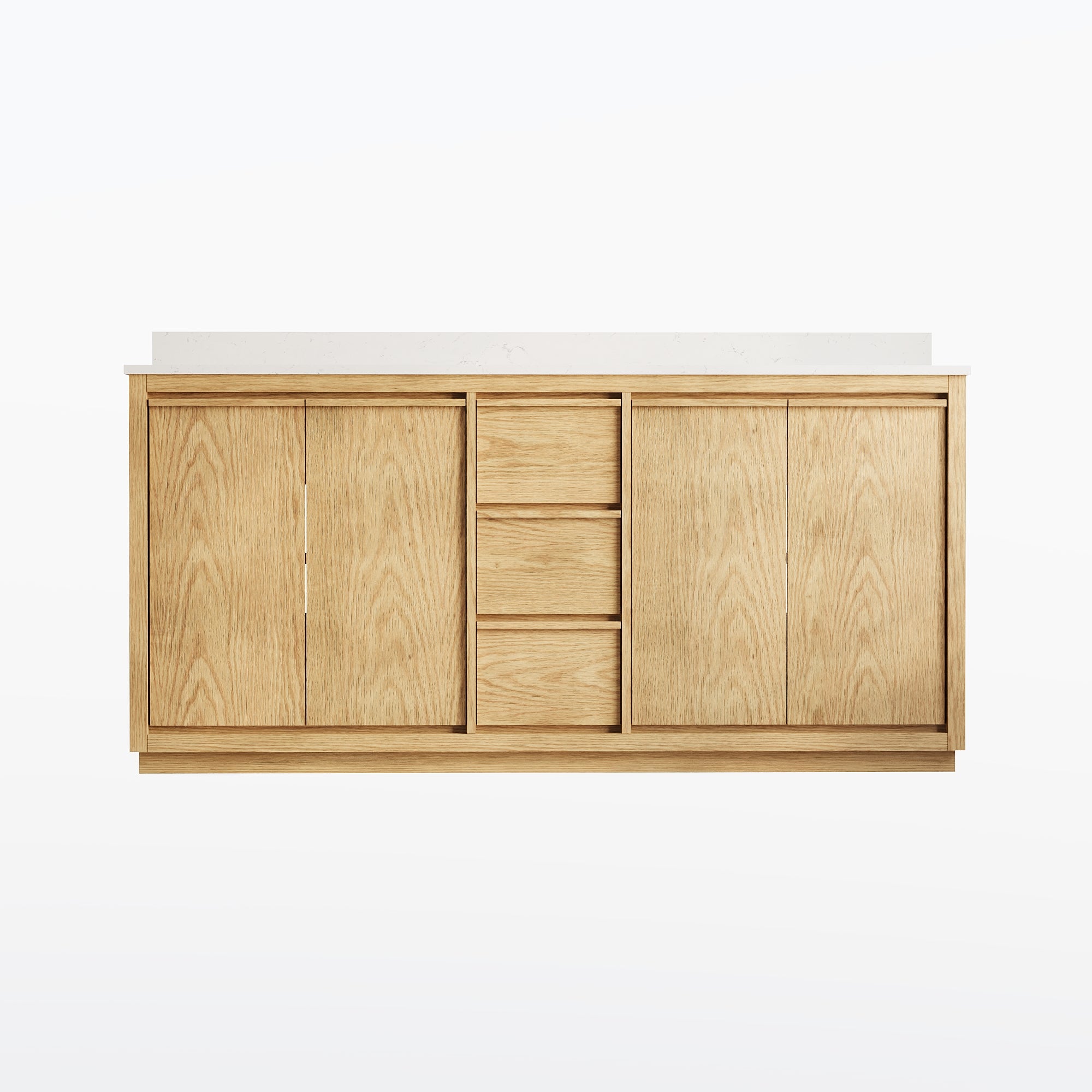 72 Inch Oak Soild Wood Bathroom Vanity with Double Undermount Sinks, 3 Dovetail-constructed Drawers and 4 Soft-close Doors