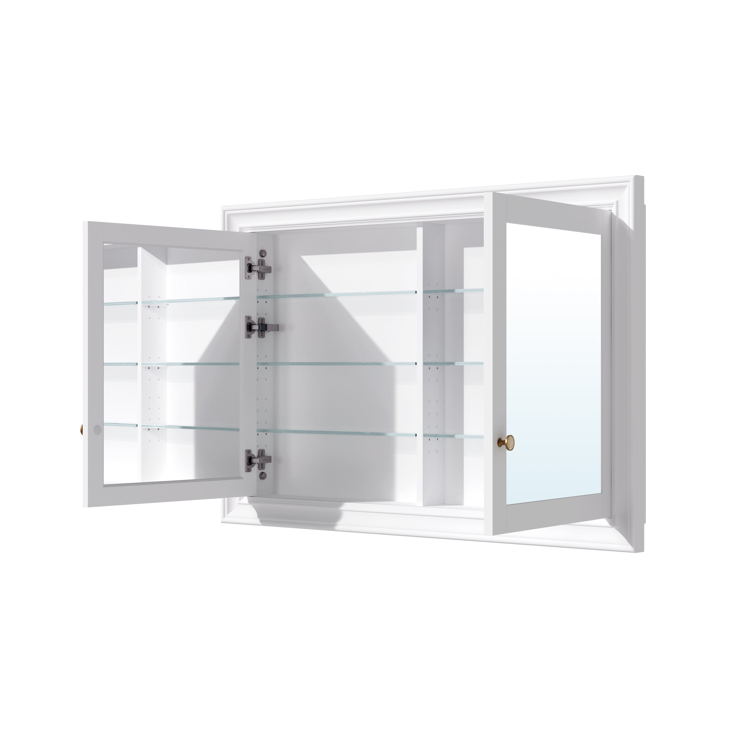 48 in.W x 32 in.H Recessed Bathroom Medicine Cabinet with Mirror in White