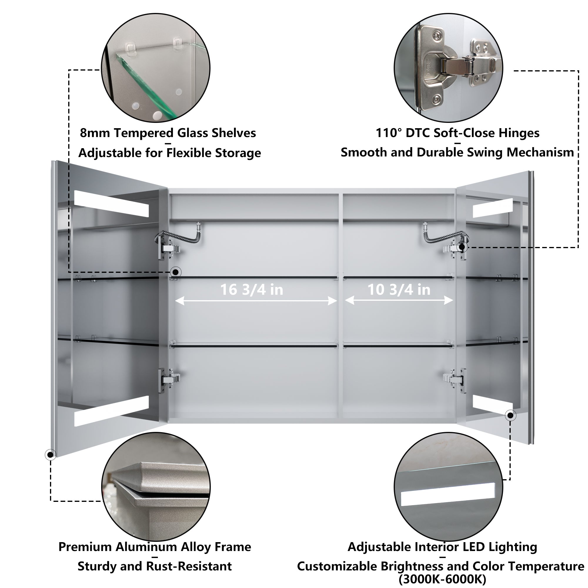 30 in. x 24 in. Aluminum Beveled Edge LED Medicine Cabinet, Recessed/Surface Mount