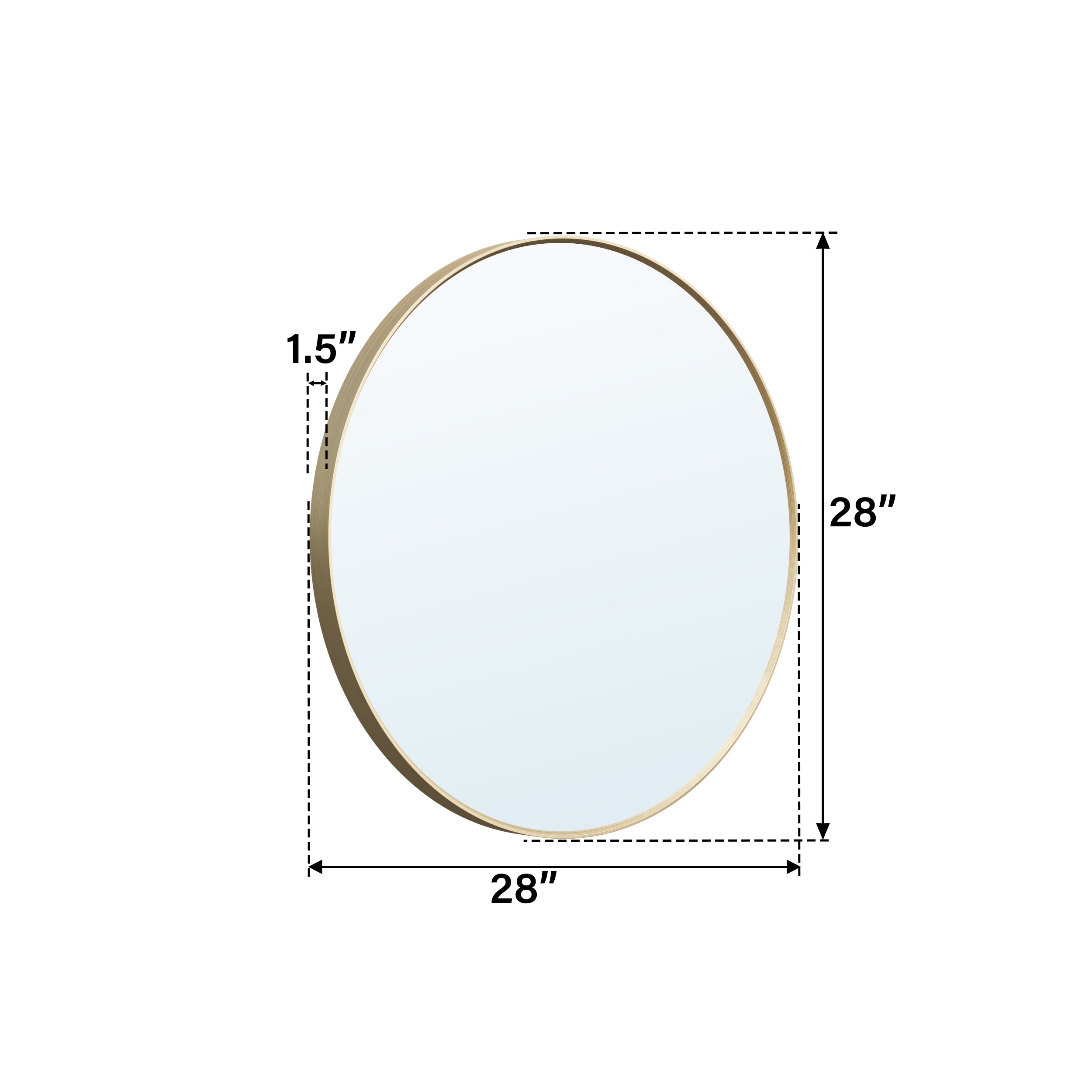 28 in. W x 28 in. H Modern Bathroom Mirror Round Framed Aluminum Wall Mirror Brushed Gold