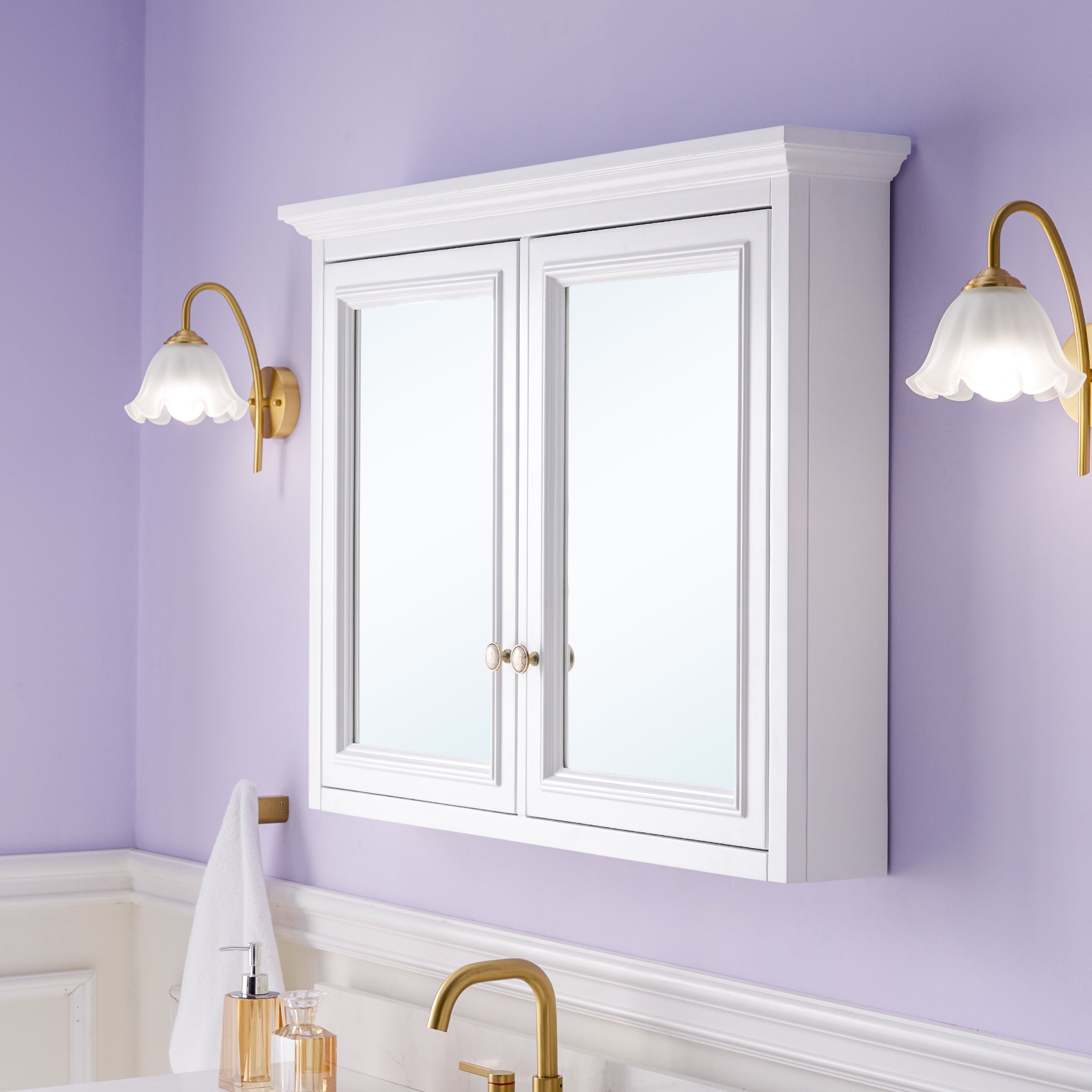 40 in. W x 30 in. H Solid Wood Surface-Mount Medicine Cabinet with Mirror, Z-Bar Hangs Vertically