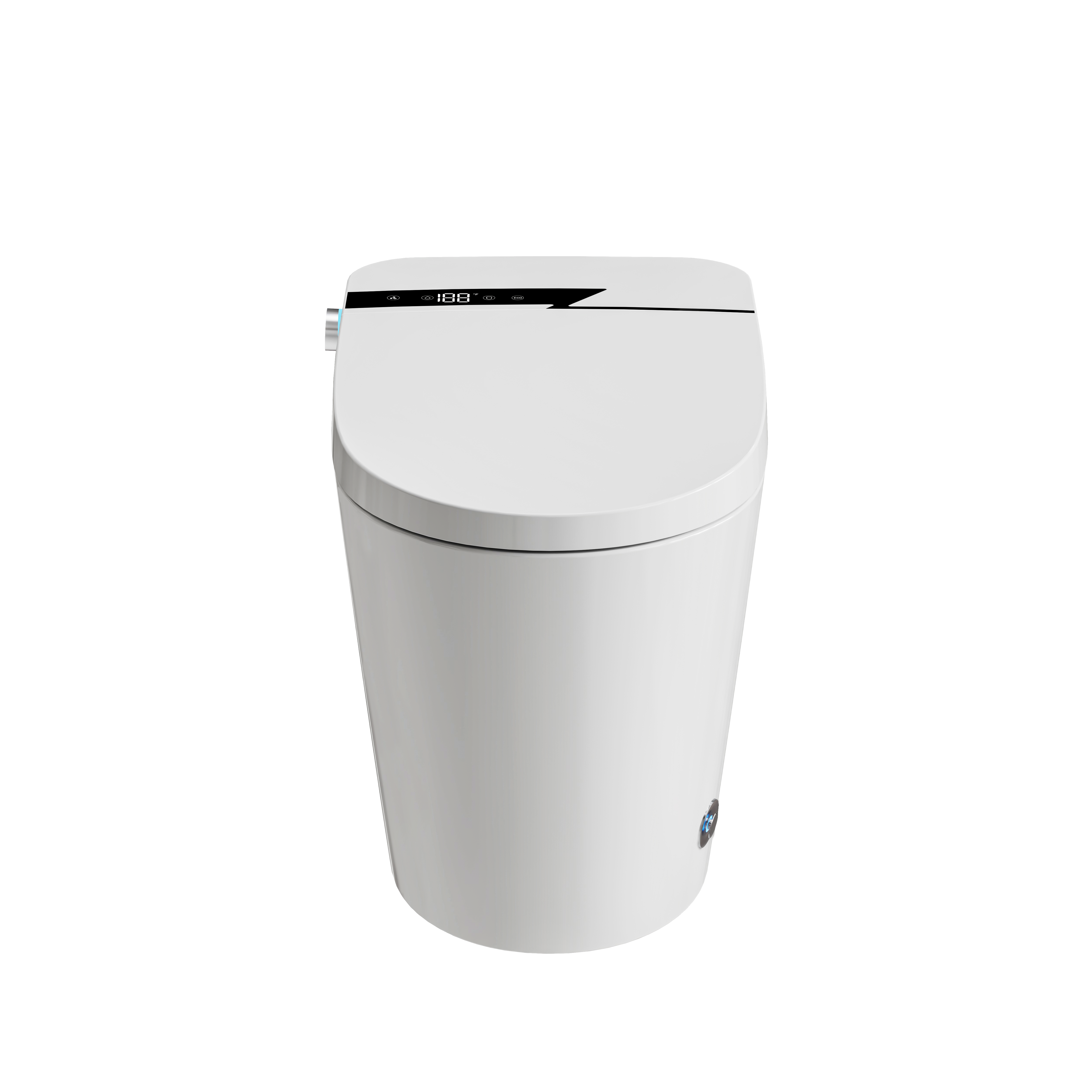 Smart Bidet Toilet with One-Click Knob, Foot Sensor Function, Auto Flush, LED Display in White