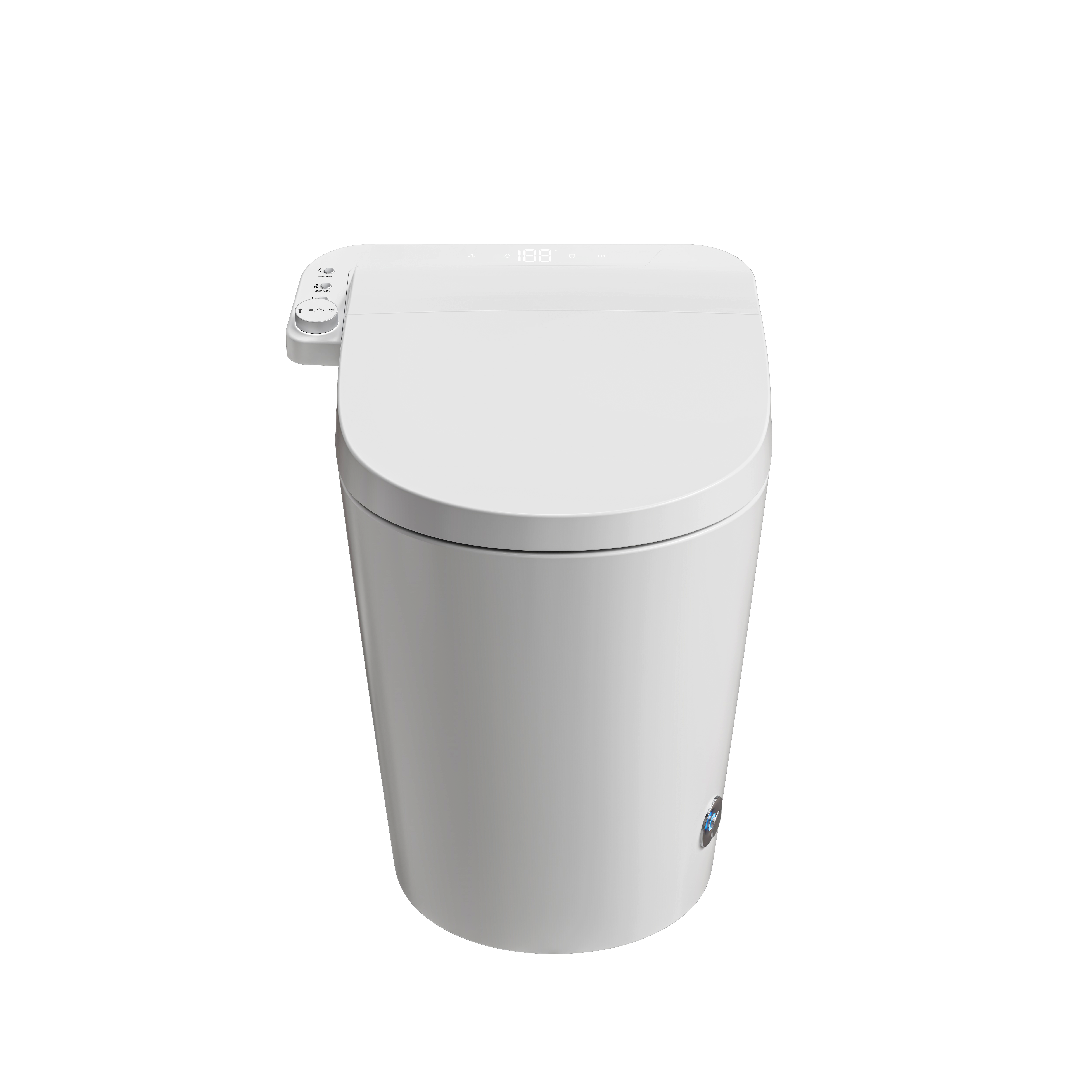 Smart Bidet Toilet in White with One-Click Knob, Foot Sensor Function, Auto Flush, LED Display
