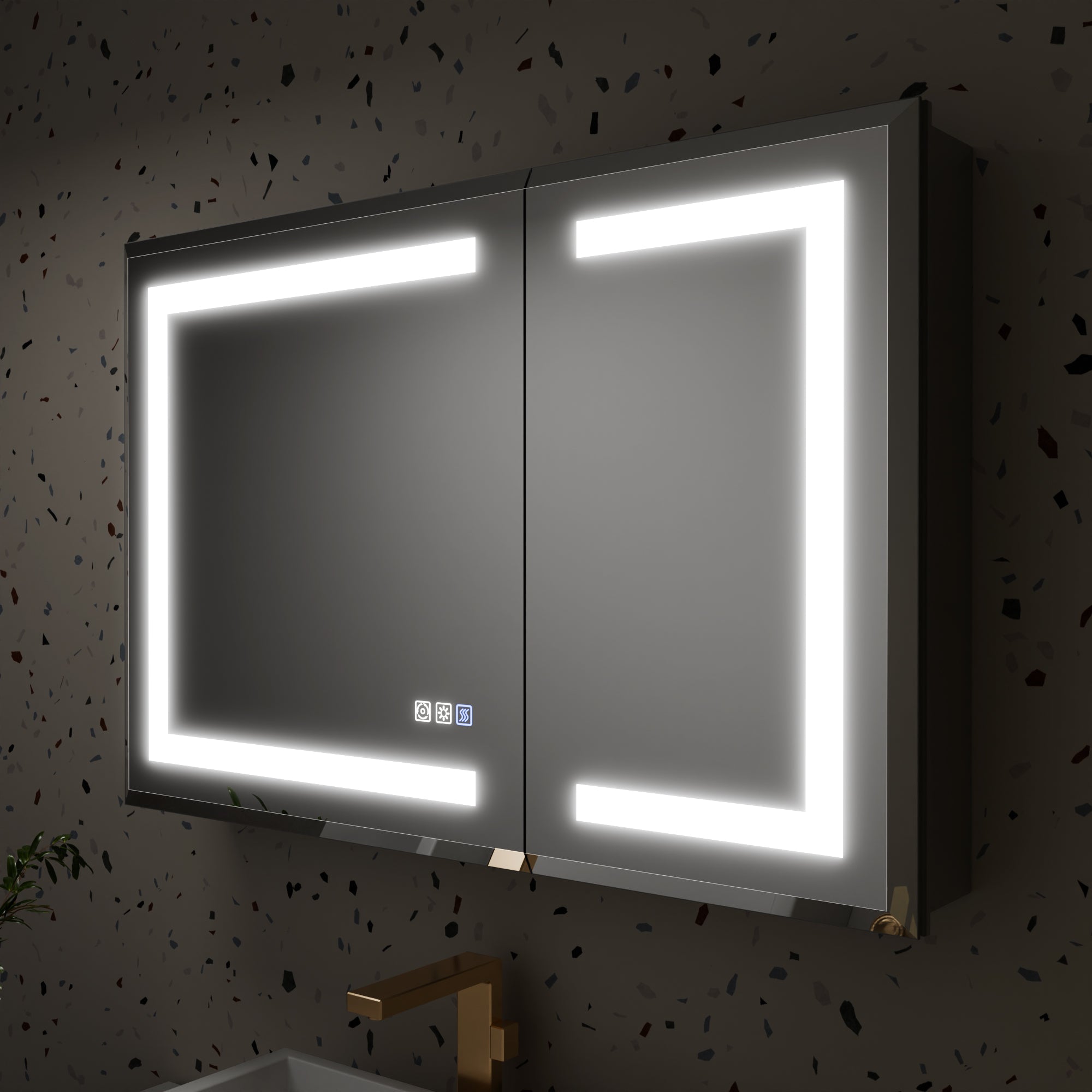 36 in. x 24 in. Aluminum Beveled Edge LED Medicine Cabinet, Recessed/Surface Mount