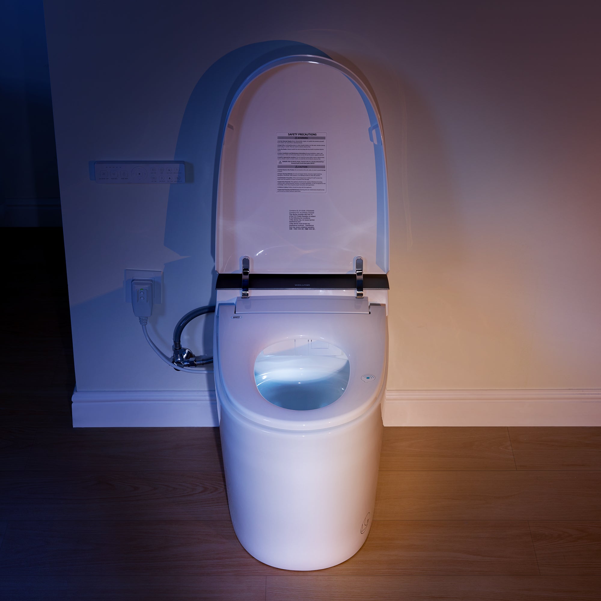 Elongated Smart Bidet Toilet in White with Built-in Tank, Foot Sensor Function, Auto Flush,LED Display, 12-in Rough-In 1.6 GPF