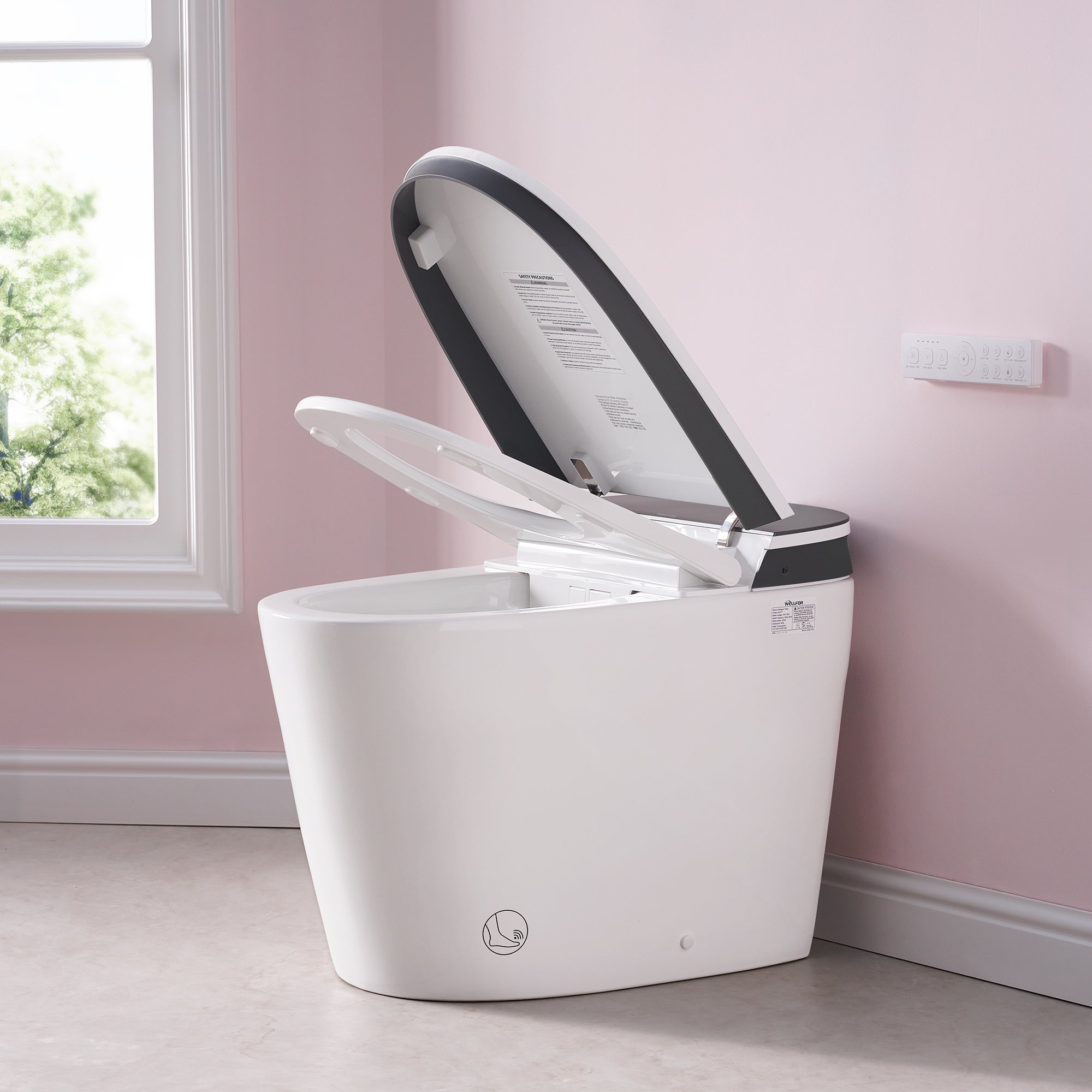 Elongated Smart Bidet Toilet in White with Built-in Tank, Foot Sensor Function, Auto Flush,LED Display, 12-in Rough-In 1.6 GPF