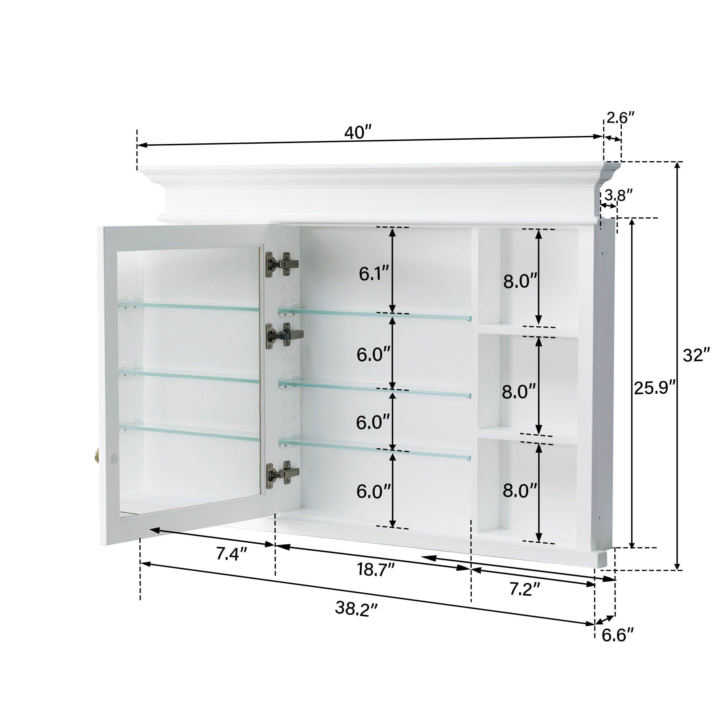 48 in.W x 32 in.H Recessed Solid Wood Bathroom Medicine Cabinet with Mirror