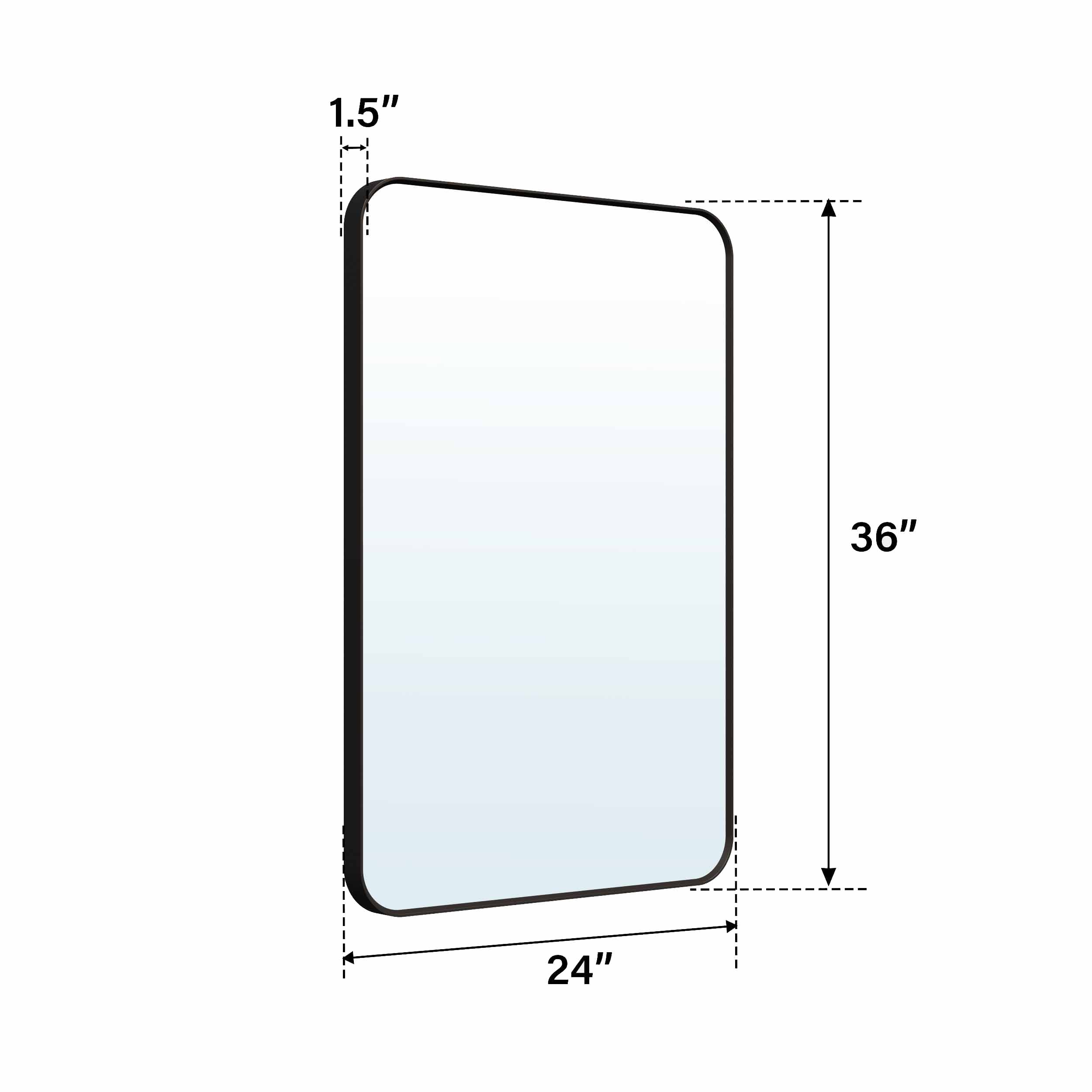 24-in W x 36-in H Black Rectangular Framed Bathroom Vanity Mirror, Aluminum Frame