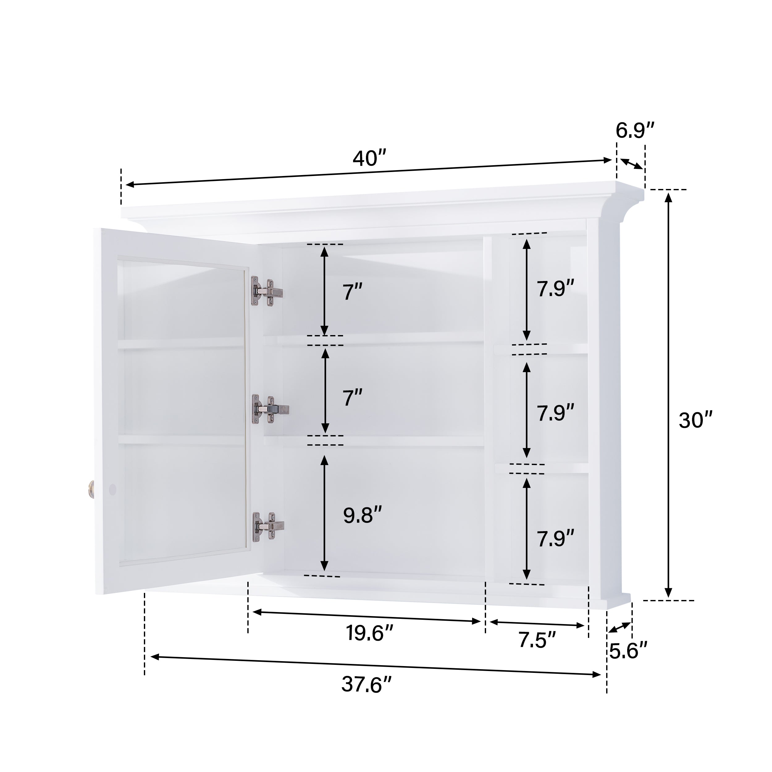 40 in.W x 30 in.H Surface-Mount Solid Wood Medicine Cabinet with Mirror, Z-bar Hangs Vertically