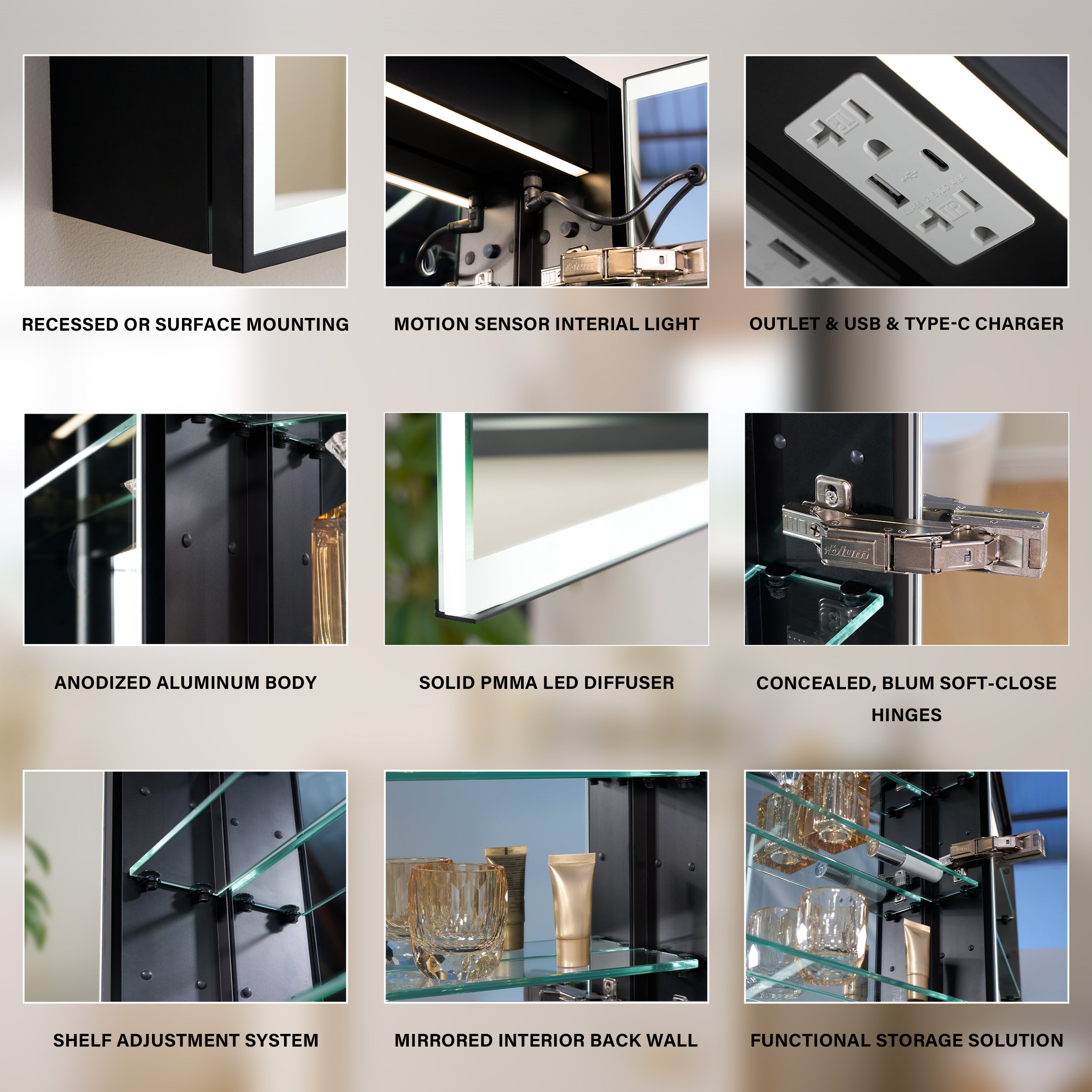 60 in. x 30 in. Black Aluminum Medicine Cabinet with Mirror and LED Light