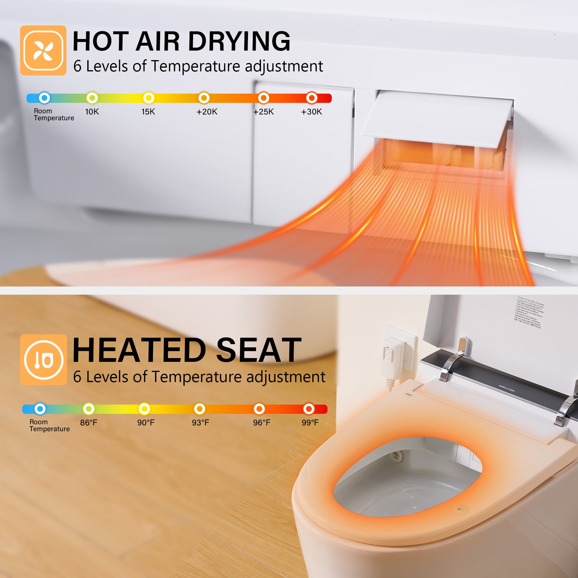 Elongated Smart Bidet Toilet in White with Built-in Tank, Foot Sensor Function, Auto Flush,LED Display, 12-in Rough-In 1.6 GPF