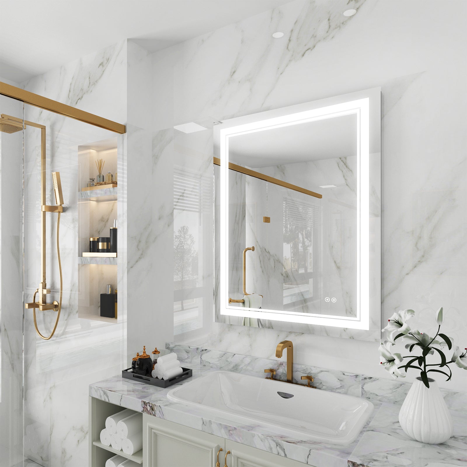 Anti-Fog LED Light Dimmable Bathroom Vanity Mirror