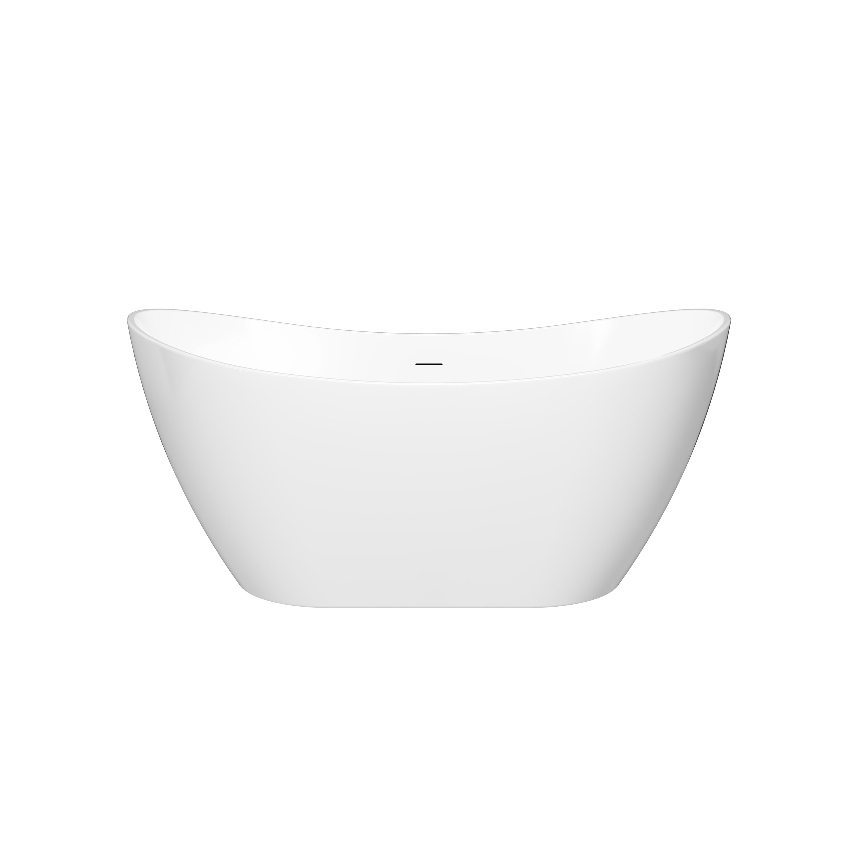 60" Glossy White Freestanding Acrylic Soaking Bathtub with Advanced Heat Retention & Ergonomic Support, 60-Gallon