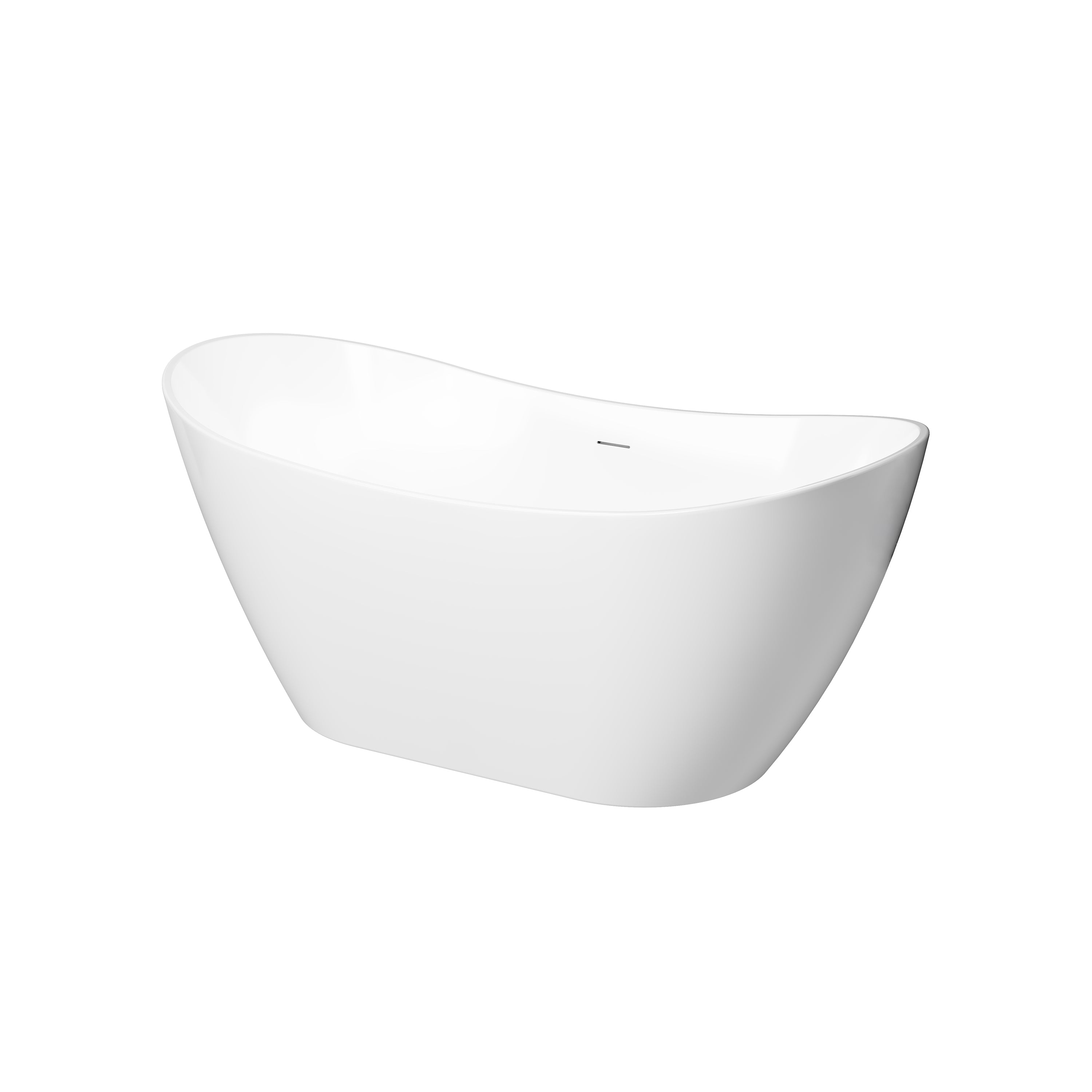 60" Glossy White Freestanding Acrylic Soaking Bathtub with Advanced Heat Retention & Ergonomic Support, 60-Gallon