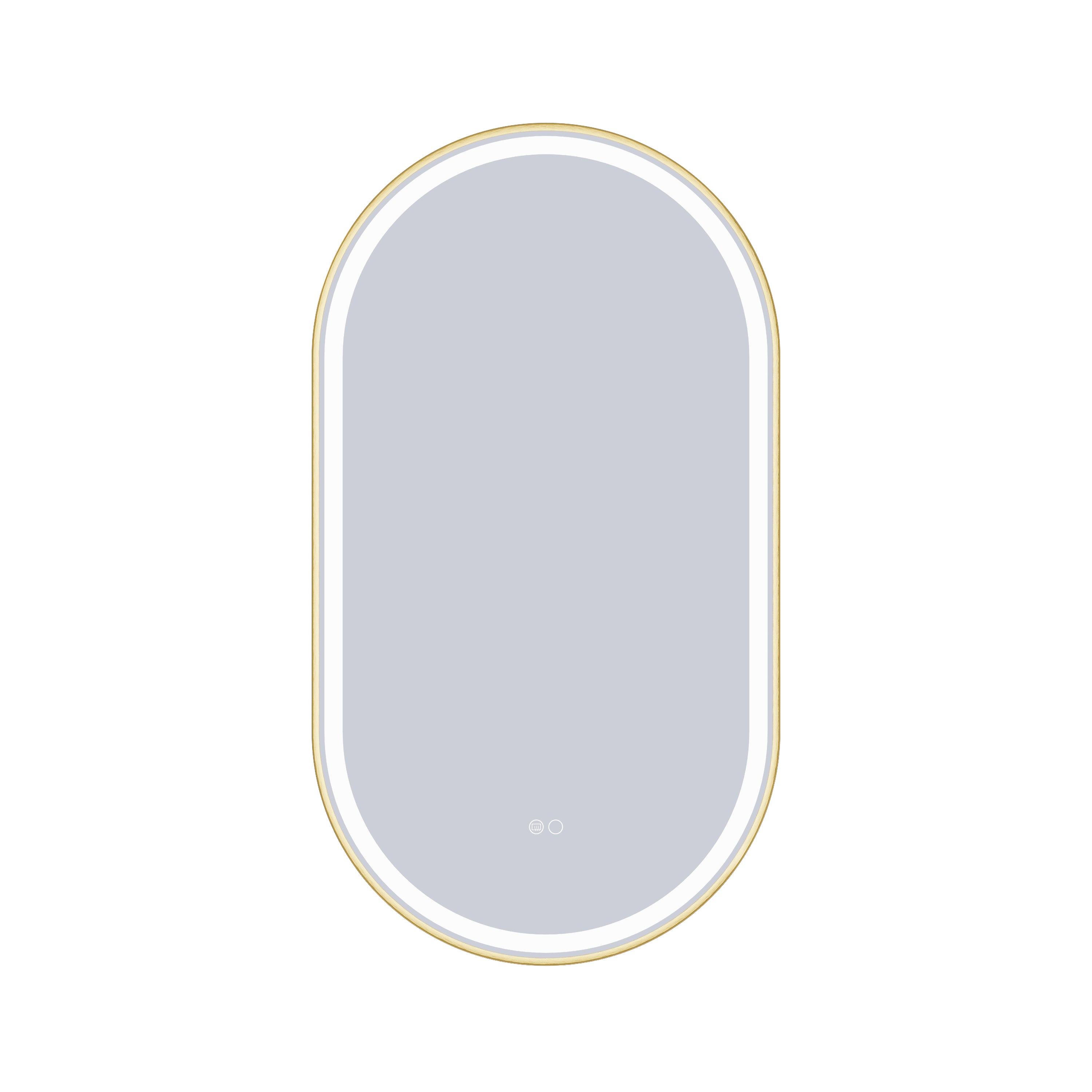20 in. W x 36 in. H Oval LED Framed Mirror, Anti-Fog, Dimmable in Brushed Gold