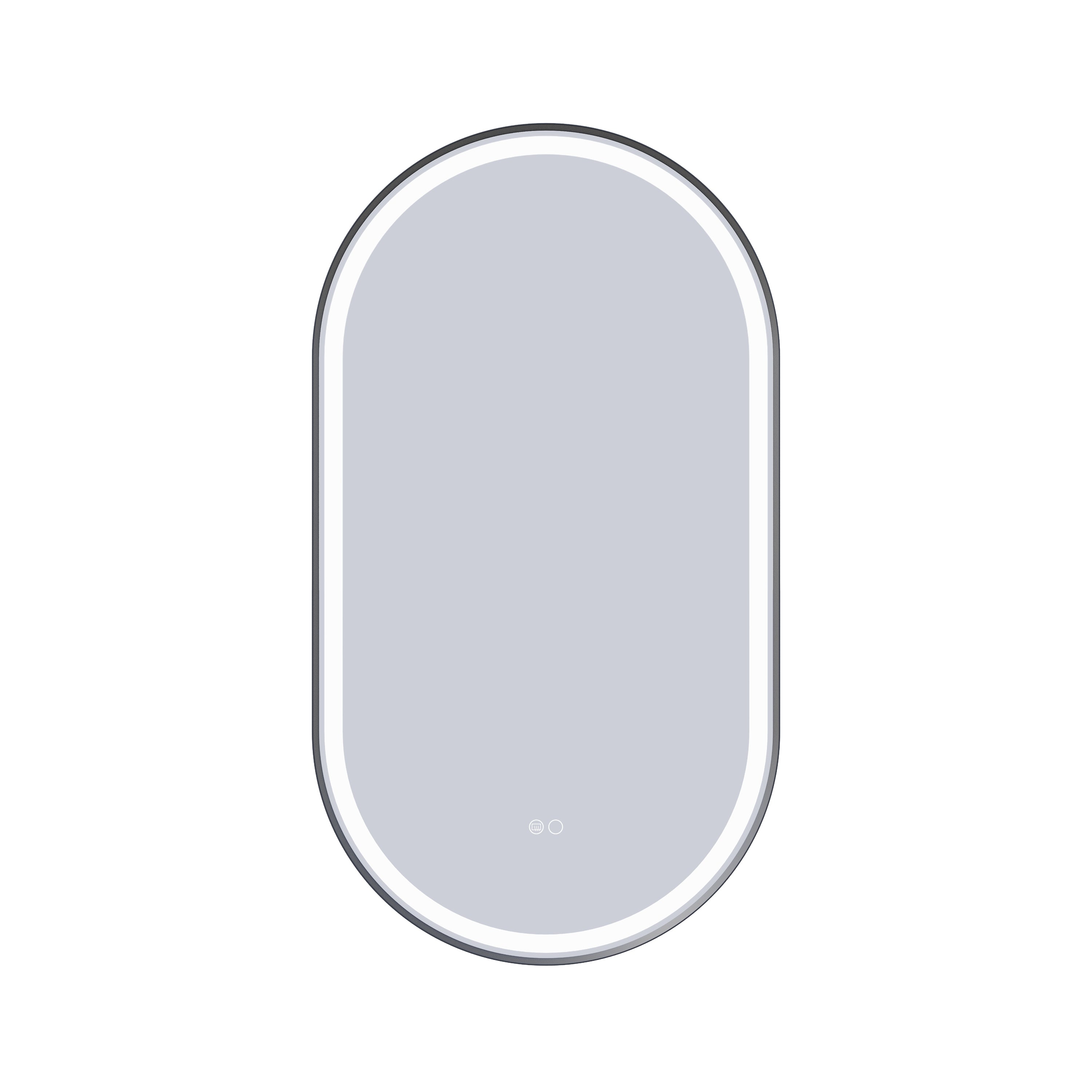 20 in. W x 36 in. H Oval LED Framed Mirror, Anti-Fog, Dimmable in Matte Black