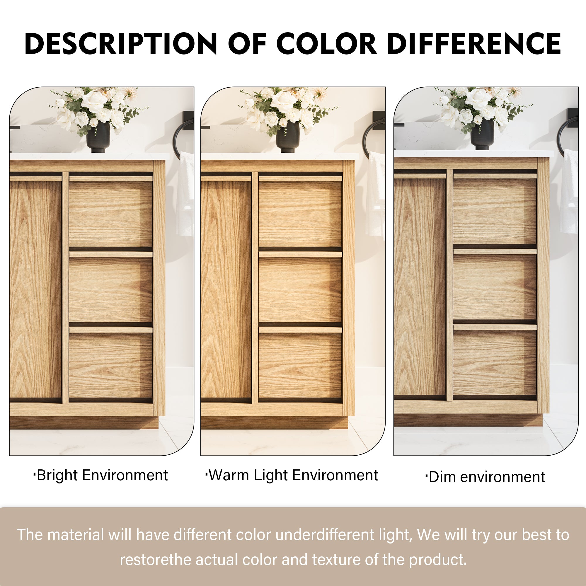 48 Inch Oak Soild Wood Bathroom Vanity with Sink, 6 Dovetail-constructed Drawers and 2 Soft-close Doors