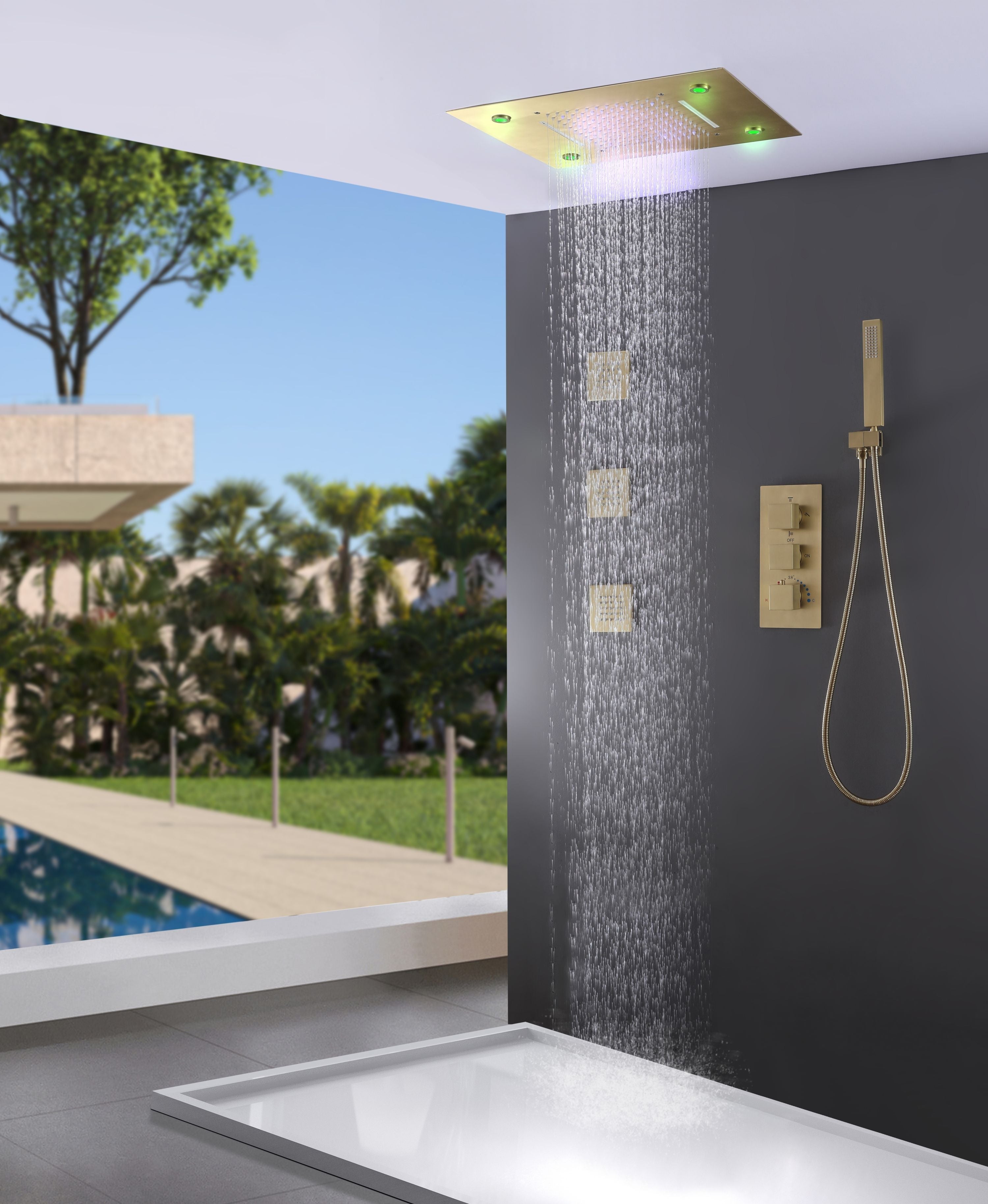 rain shower system with handheld
