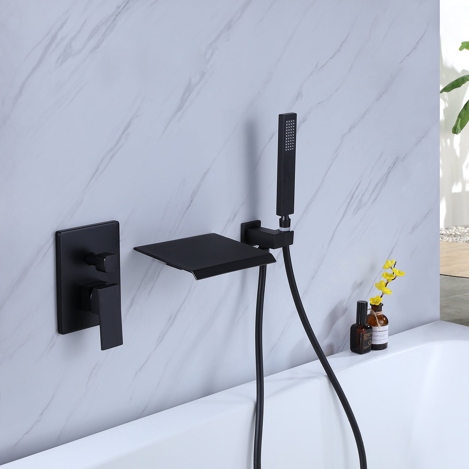 Wall Mounted Tub Filler With Handheld Shower